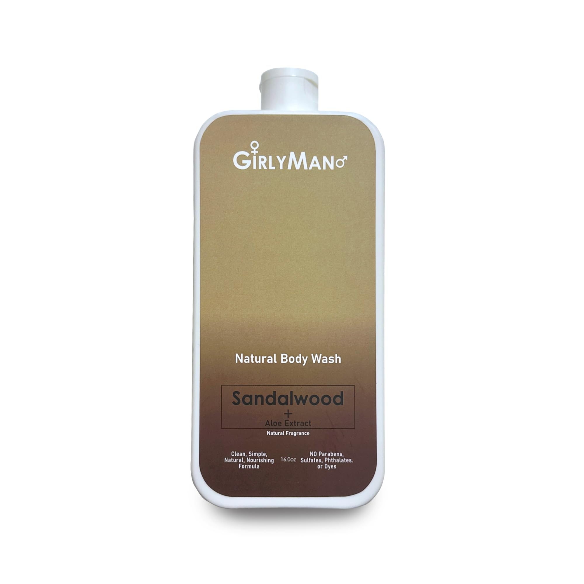 GirlyMan Natural Body Wash - Made with Olive Oil & Aloe Extract, No Artificial Fragrance, PH Balanced, Gentle Formula, Nourishing Ingredients, Family Owned (Sandalwood)