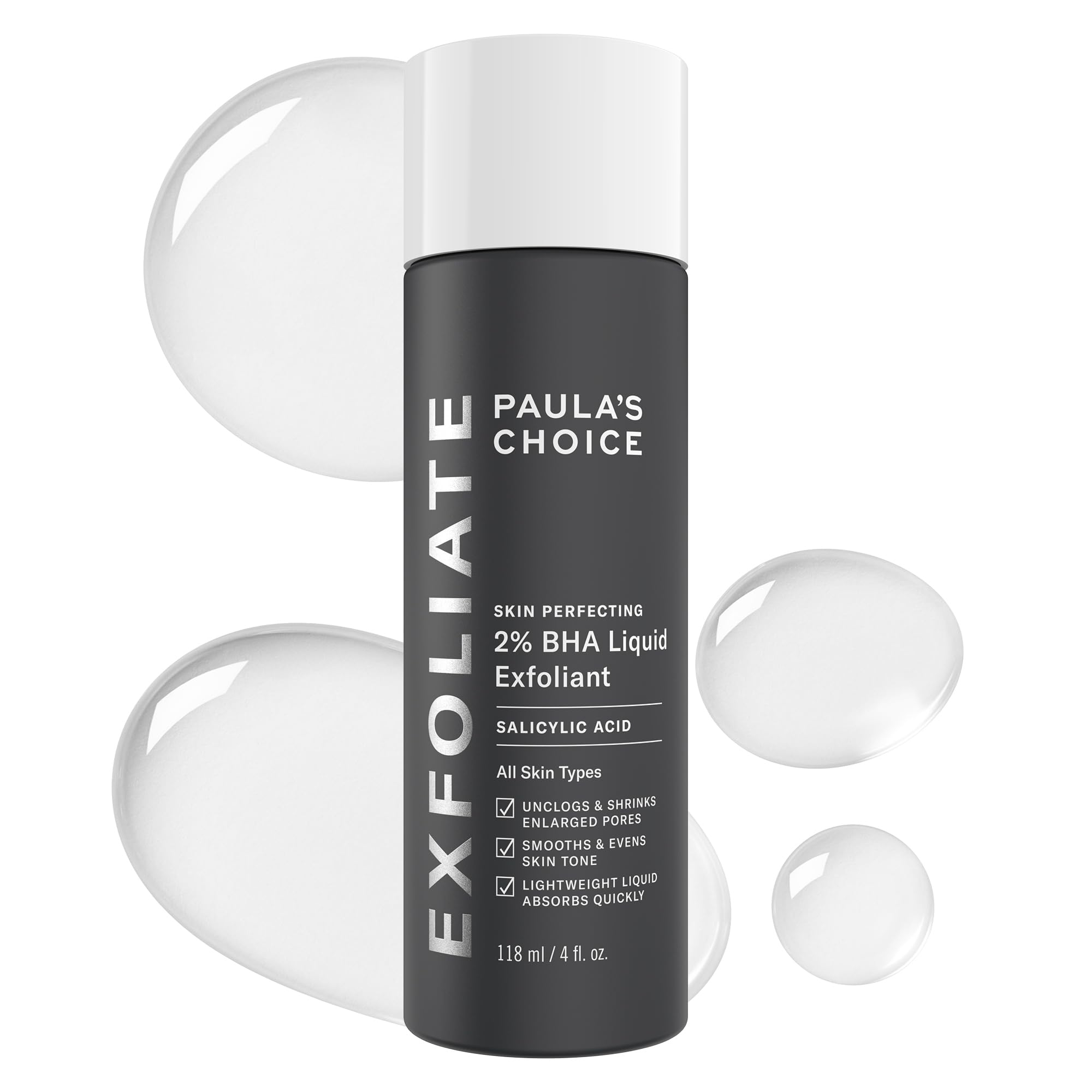 Paula's Choice SKIN PERFECTING 2% BHA Liquid Salicylic Acid Exfoliant-Facial Exfoliant for Enlarged Pores, Wrinkles & Fine Lines and Suitable for Blackhead-Prone Skin