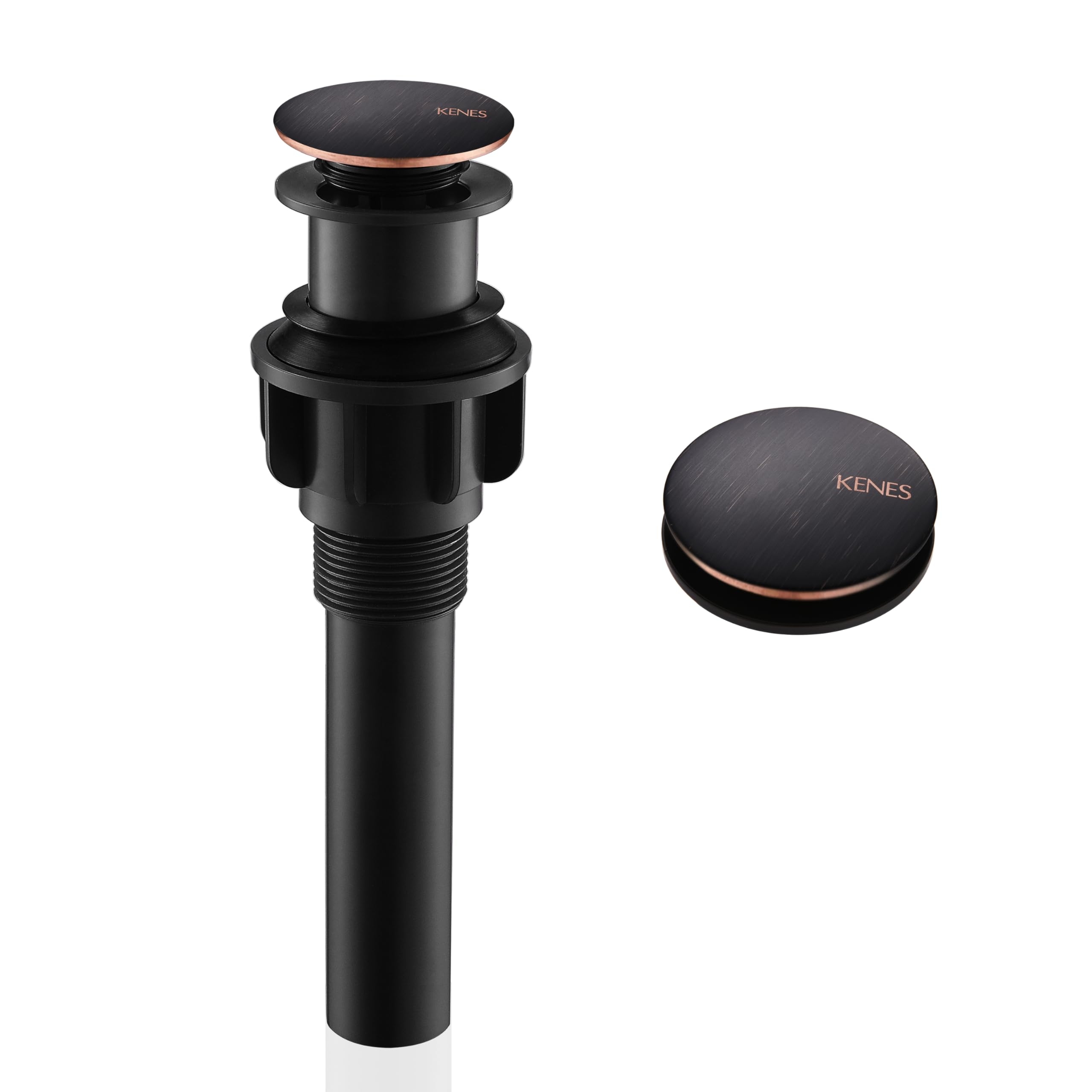 KENES Oil Rubbed Bronze Bathroom Vessel Pop Up Sink Drain, Vanity Faucet Sink Drain Stopper, Sink Drain Assembly Without Overflow Anti Clog Pop Up Drain