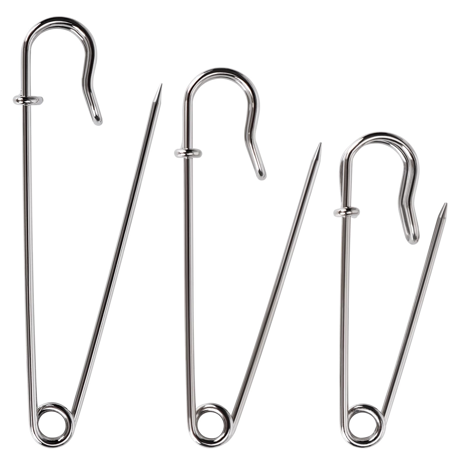 Bulk Pack of 20 Heavy-Duty Safety Pins – Assorted Sizes (2", 3", 4") – Extra-Sturdy Pins for Blankets, Skirts and Crafts