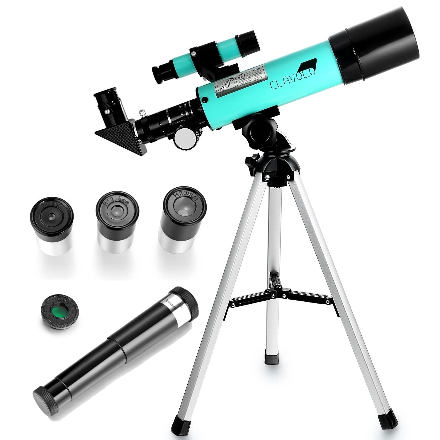 CLAVOLO Refractor Telescope with Finder Scope for Kids & Astronomy Beginners, Travel Telescope with 3 Eyepieces Magnification 18X – 135X