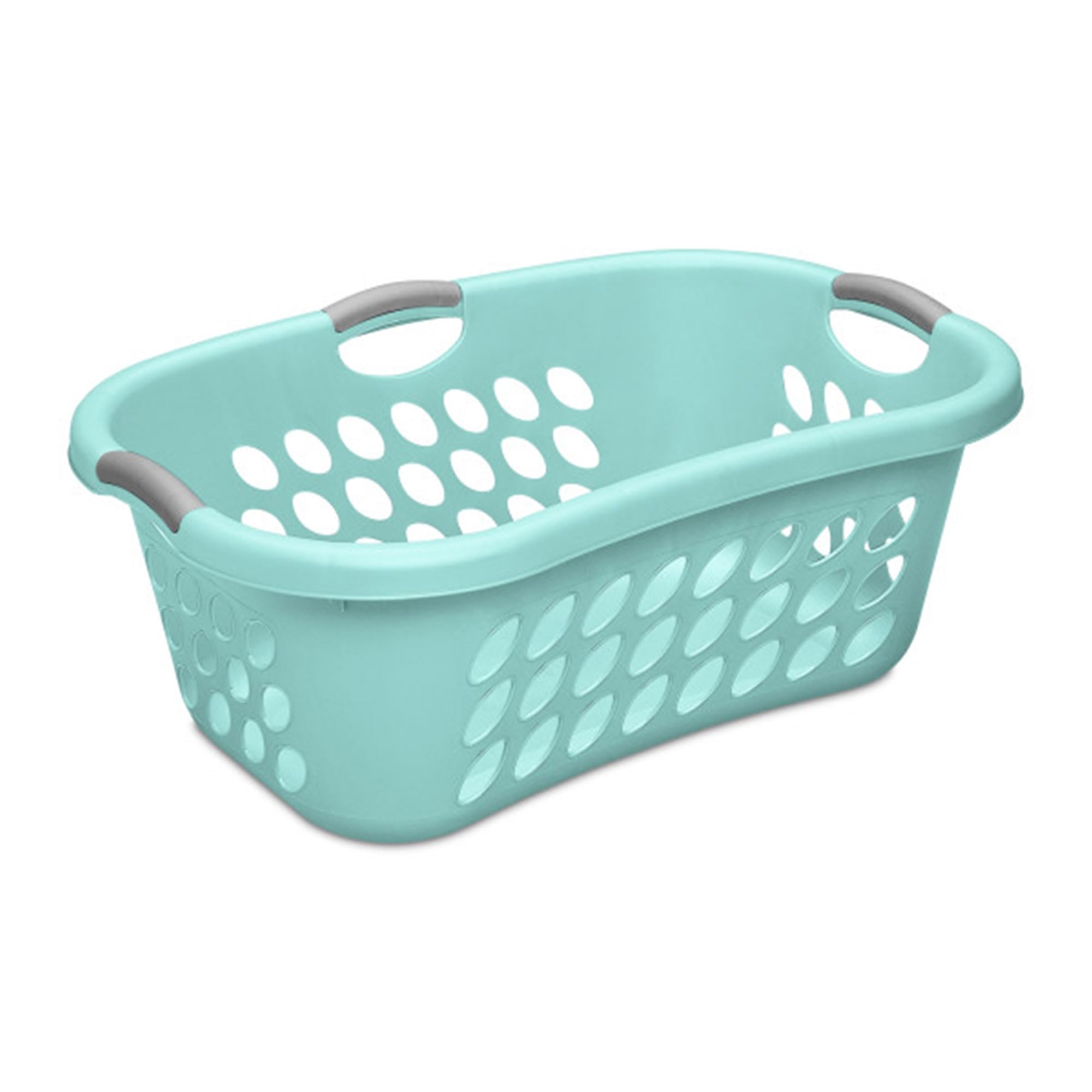 Sterilite 6-Pack Ultra HipHold Laundry Basket, 1.25 Bushel Capacity, Aqua Chrome - Contoured Plastic Clothes Hamper with Ventilated Holes and Comfort Grip Handles for Easy Carrying