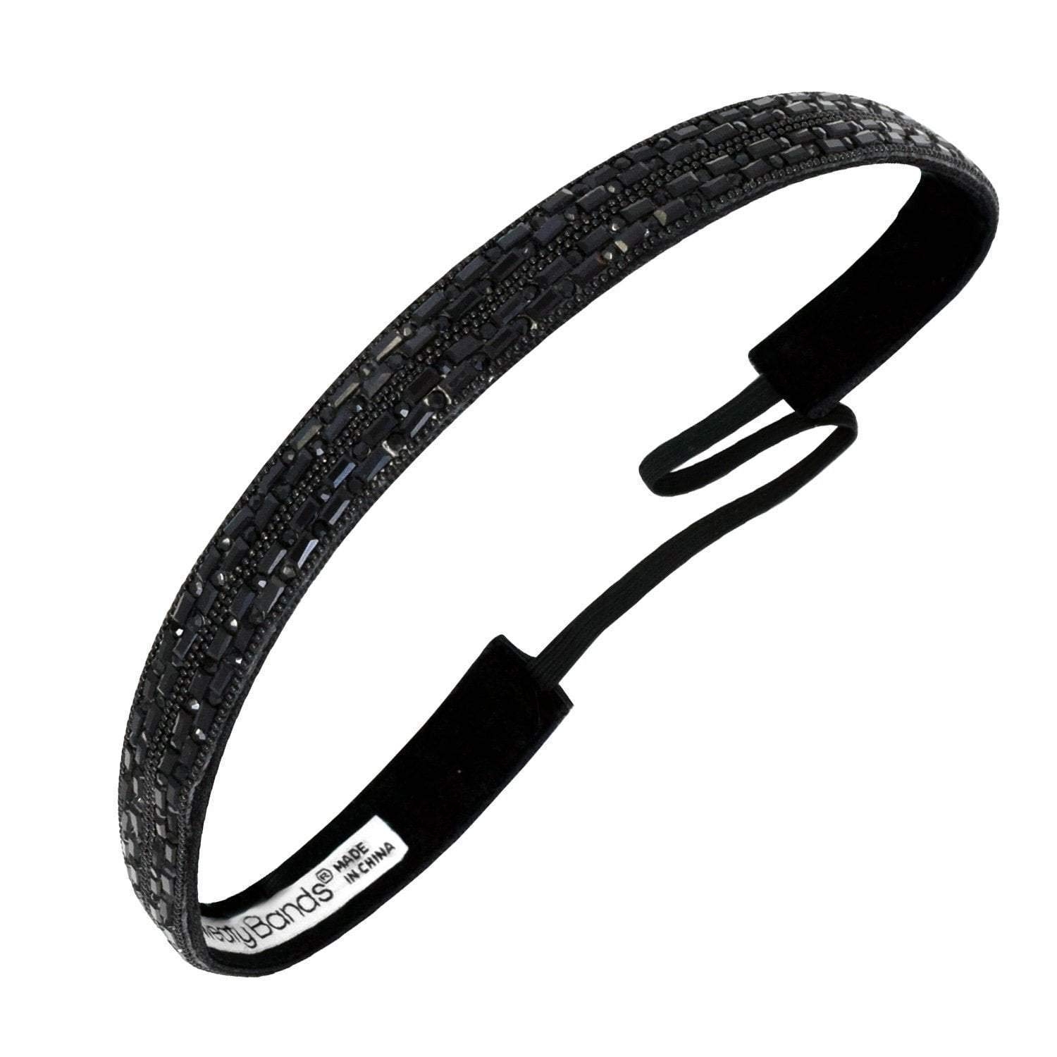 Sweaty Bands Womens Girls Headband - Non-Slip, Velvet-Lined Jeweled Hairband - Bling It Always in Style Black 5/8-Inch