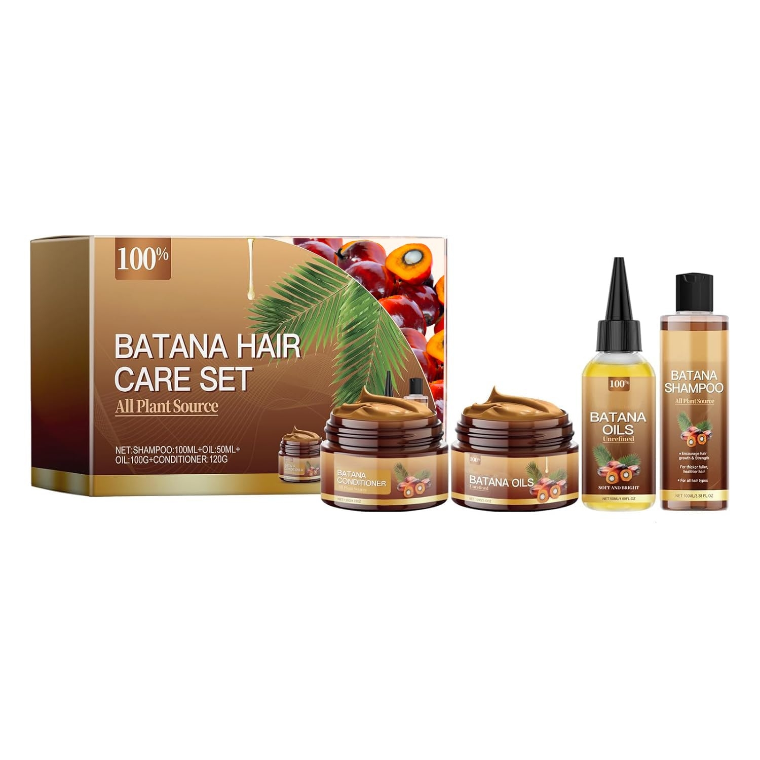 Batana Oil Shampoo and Conditioner Set - Unrefined Batana Mask & Oil for Hair Growth & Loss, Natural Care Set for All Hair Types