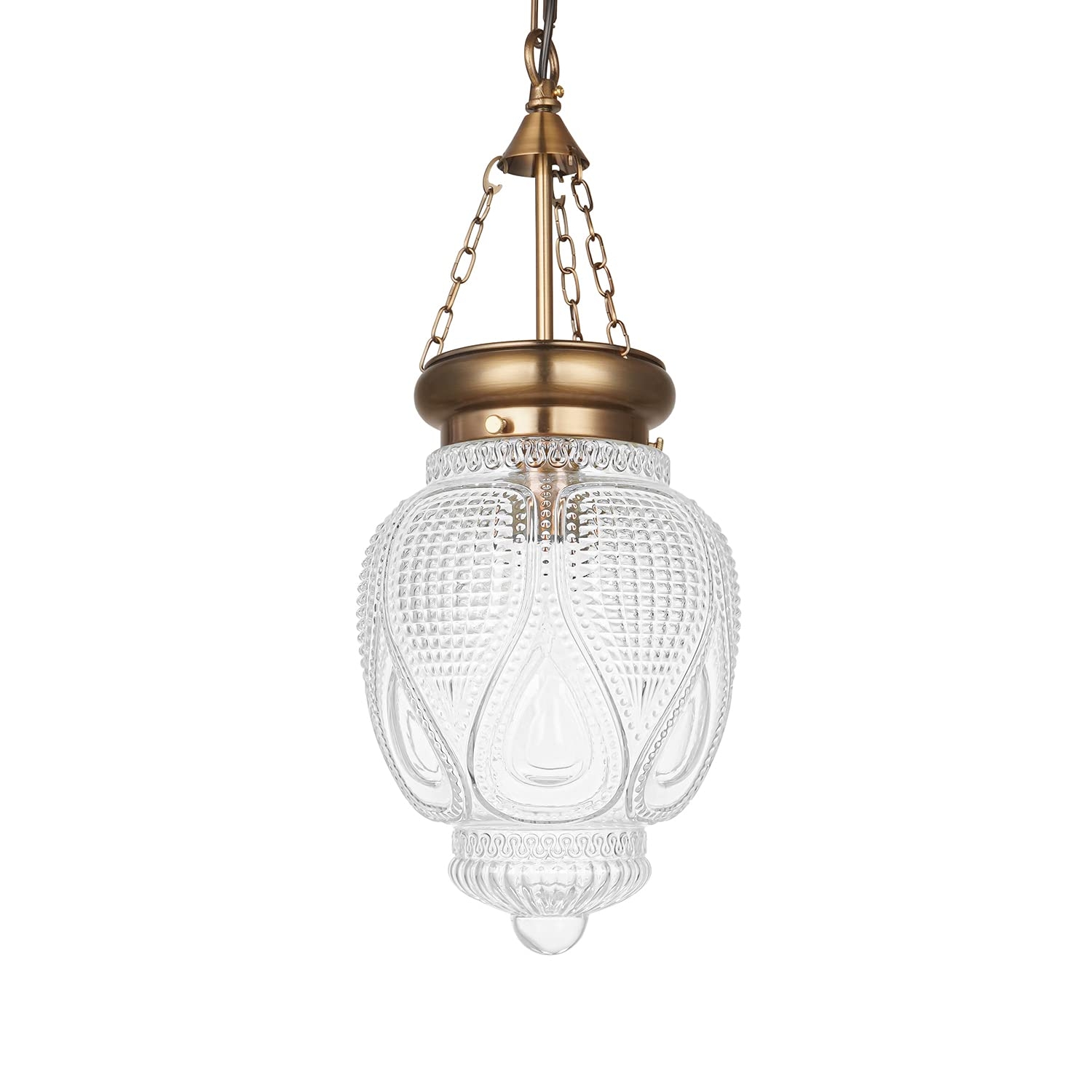 DSMJFU Brass Gold Glass Ceiling Pendant Light Kitchen Island Lighting Farmhouse Vintage Pendant Light Hanging Light Fixture for Dining Room, Entryway, Sink, Breakfast Nook