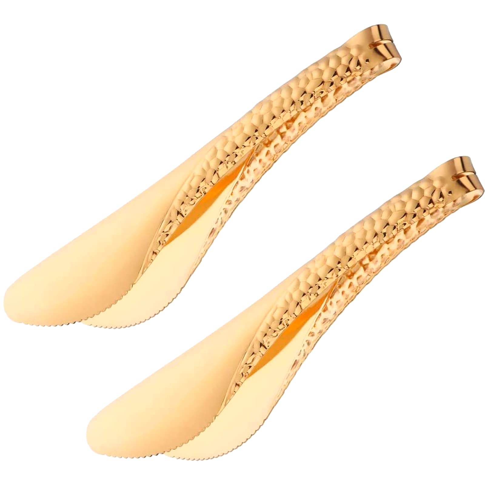 2 Pack 8 Inch Gold Salad Tongs Serving Tongs 8 Inch Stainless Steel Cooking Utensils Non-slip & Easy Grip Metal Tongs Small Tongs for Serving Appetizers Buffet Dessert Table