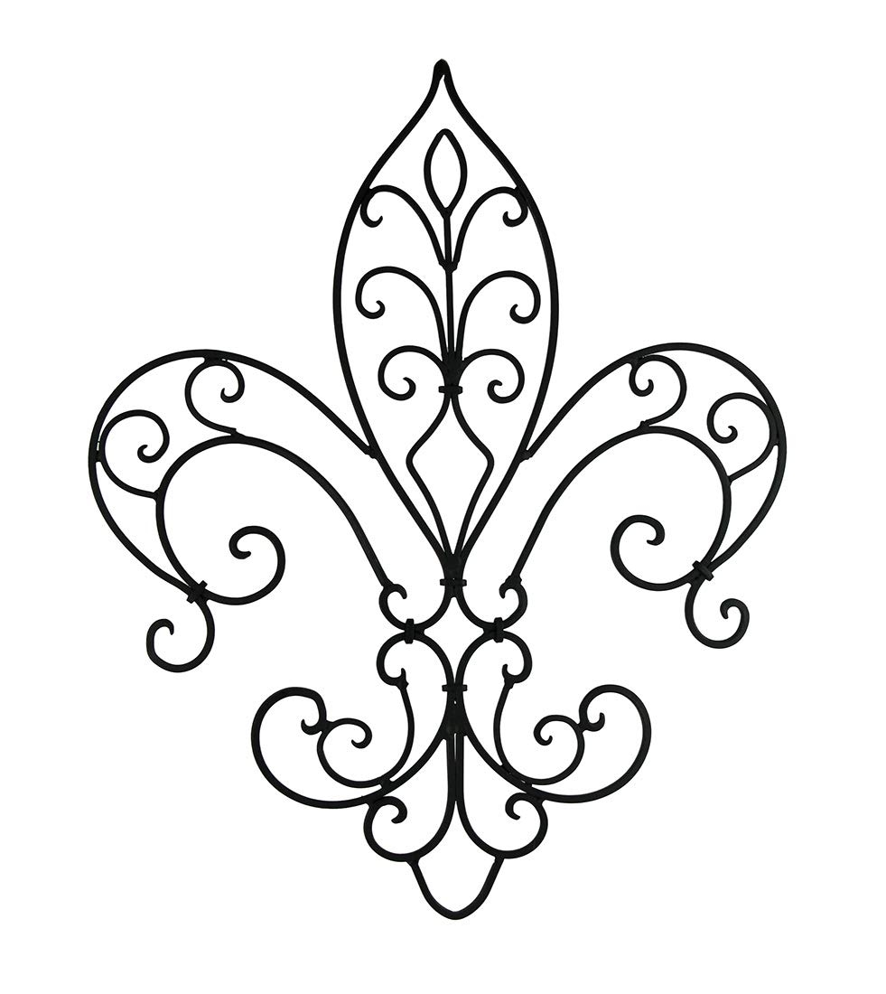 Wrought Iron Open Work Fleur de Lis Wall Hanging