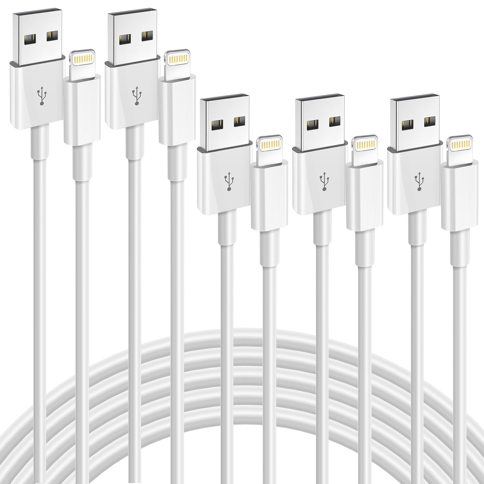 iPhone Charger, 5Pack(6/6/6/10/10FT) [Apple MFi Certified] Apple Charging Cables Lightning Cable Fast iPhone Charging Cord for iPhone 14/13/12/11/11Pro/11Max/ X/XS/XR/XS