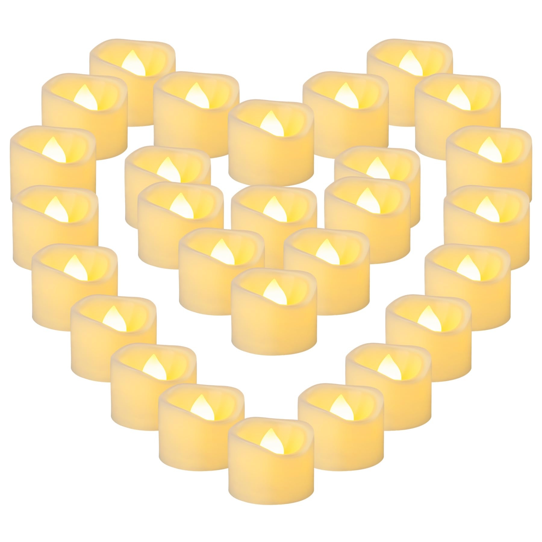 Yakpo 12 Pack 1.5" x 1.2" Flameless Tea Lights Battery Operated, Flickering LED Tealights Votive Outdoor Electric Flicker Light Fake Candles Bulk for Halloween Wedding Party Home Decorations (36)