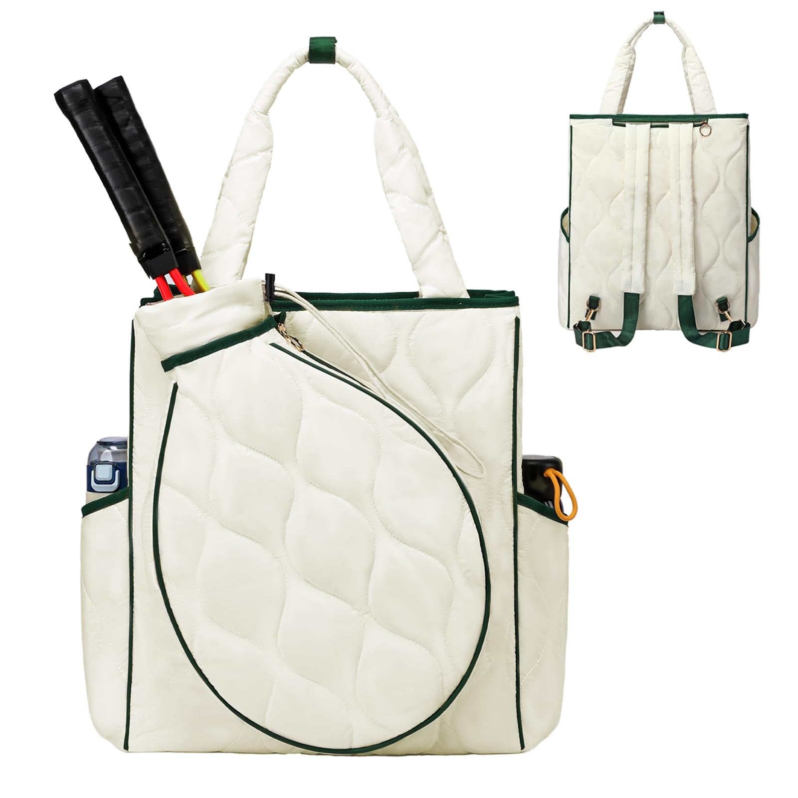 CCGTIOR 2-in-1 Tennis Tote Bag & Tennis Racket Backpack – Extra-Large Quilted Pickleball Racquet Bags, Water-Resistant & Lightweight for Men & Women