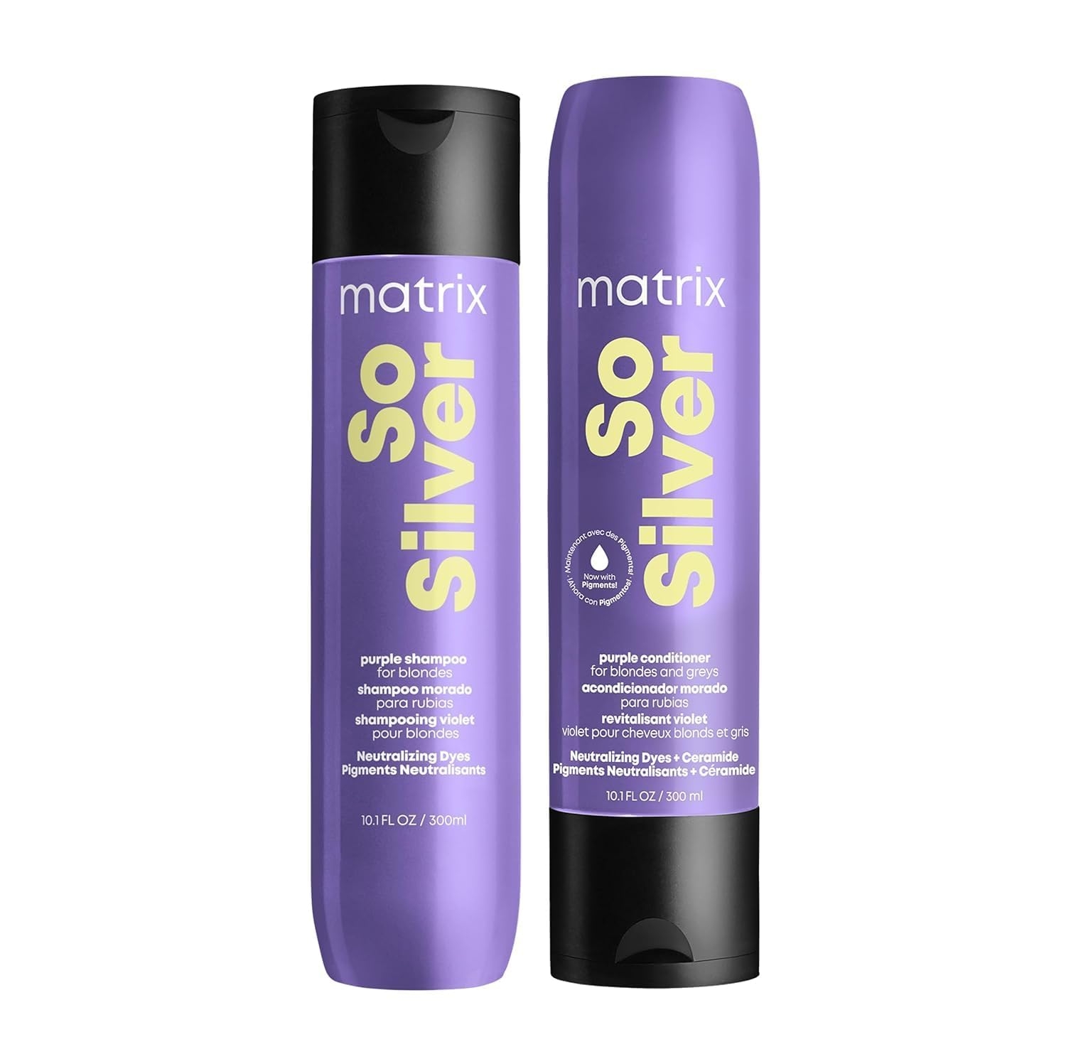 MATRIX So Silver Purple Shampoo and Pigmented Conditioner Set - Removes Brassy Yellow Undertones, Toning Conditioner For Blondes and Greys, Premium Salon Conditioner, Vegan