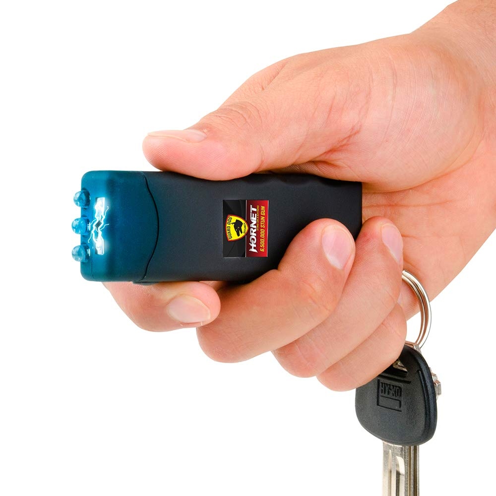 Guard Dog Security Flashlight Stun Gun Self Defense, High Voltage Hornet Mini Stun Gun Keychain, Rechargeable Womens Self Defense, Safety Switch, Powerful Flashlight, Compact Device
