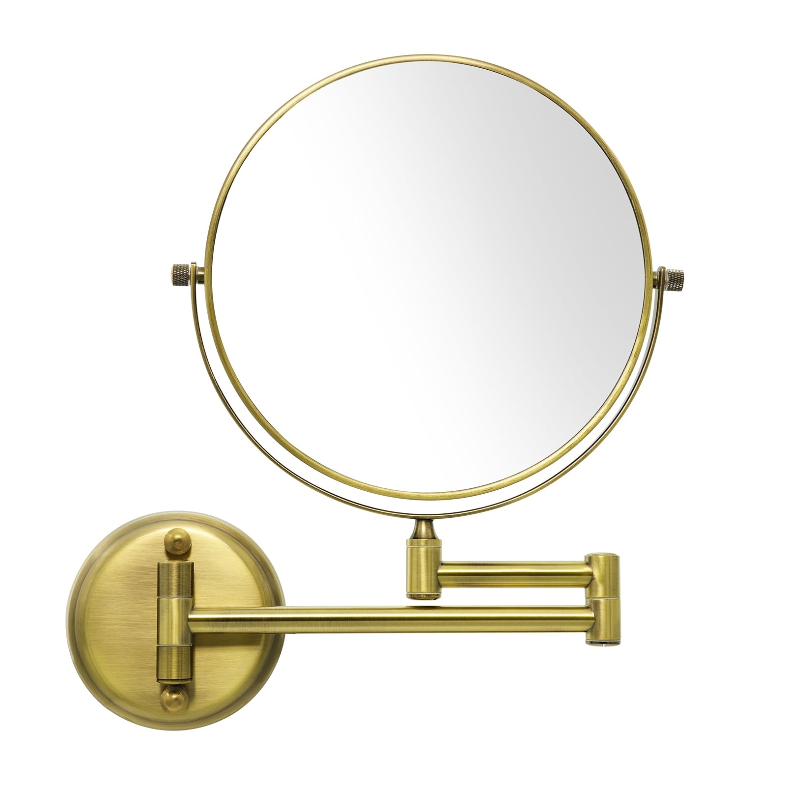 GURUN 8" Wall Mounted Makeup Mirror with 10X Magnification,Two-Sided Swivel Bathroom Mirror,Antique Satin Brass Finish M1306K(8in,10x)