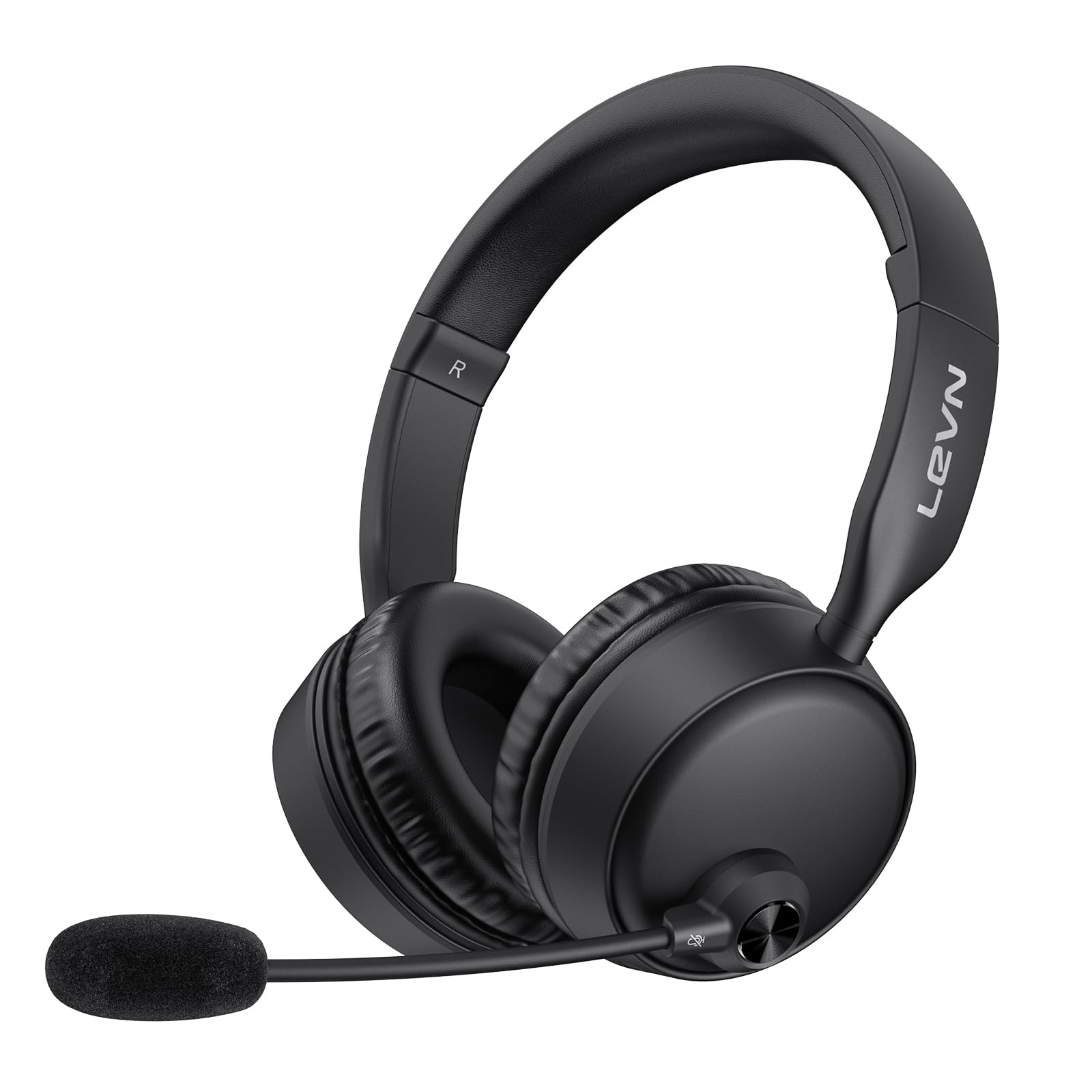 LEVN Bluetooth Headset with Mic & Mute Button, 60 Hrs Noise Cancelling Wireless Headset with Multipoint Connect to Cell Phone/Tablet/PC/Laptop
