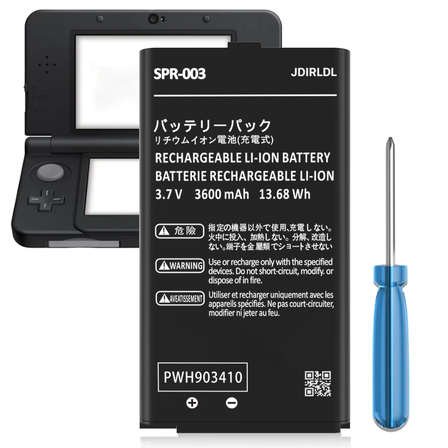 (3600mAh) Battery for Nintendo 3DS XL Game Console, 2025 New Upgrade High Capacity 0 Cycle Battery Replacement for SPR-003, New 3DS XL LL Game Console with Repair Tools - 1 Pack