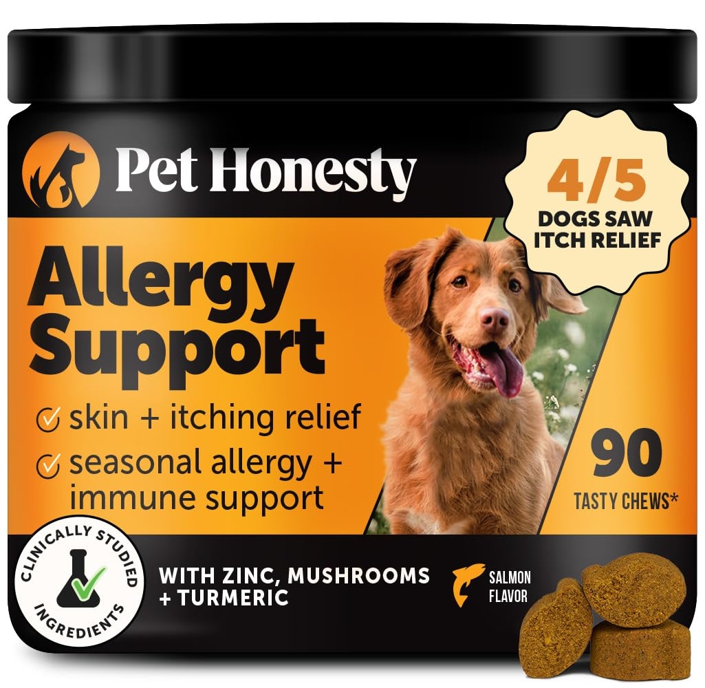 Dog Allergy & Itch Relief - Advanced Itch Supplement with Probiotics for Dogs - Immune Support & Skin Relief for Seasonal Allergies - Natural Itchy Skin & Paw Relief - (Salmon, 90 Ct)