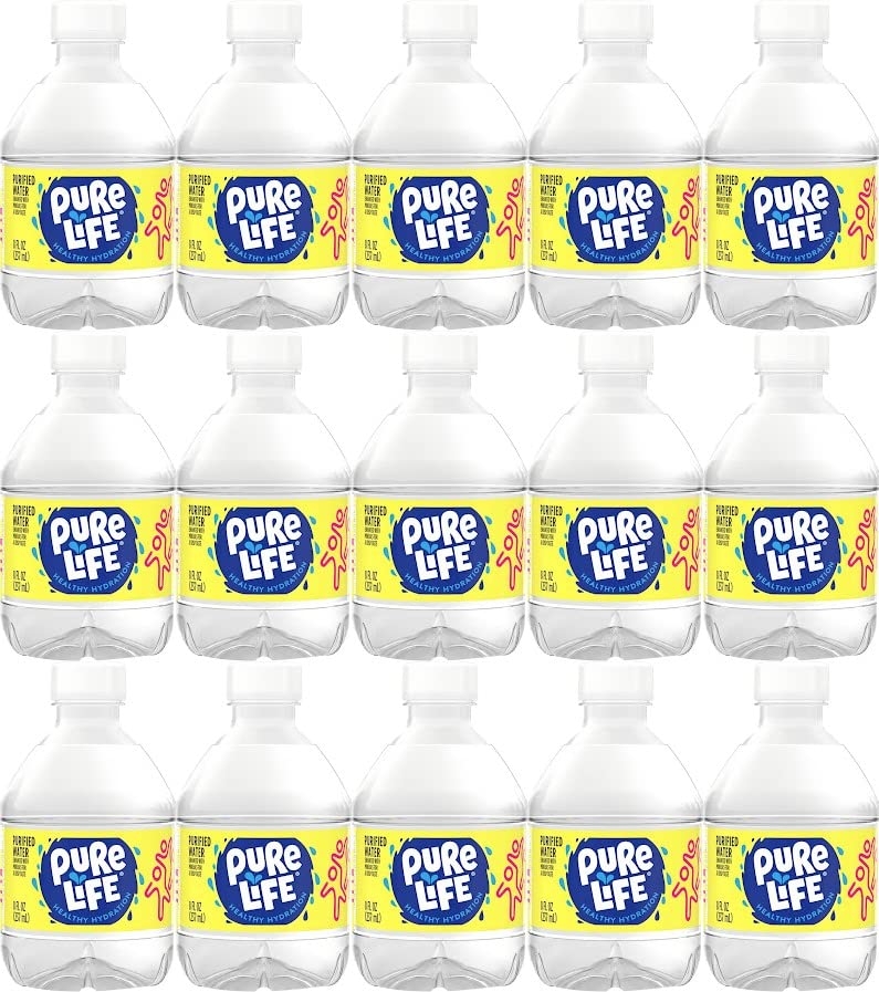 Nestle Water, Pure Life, Purified Water, 8 Fl Oz (Pack of 15, Total of 120 Fl Oz)