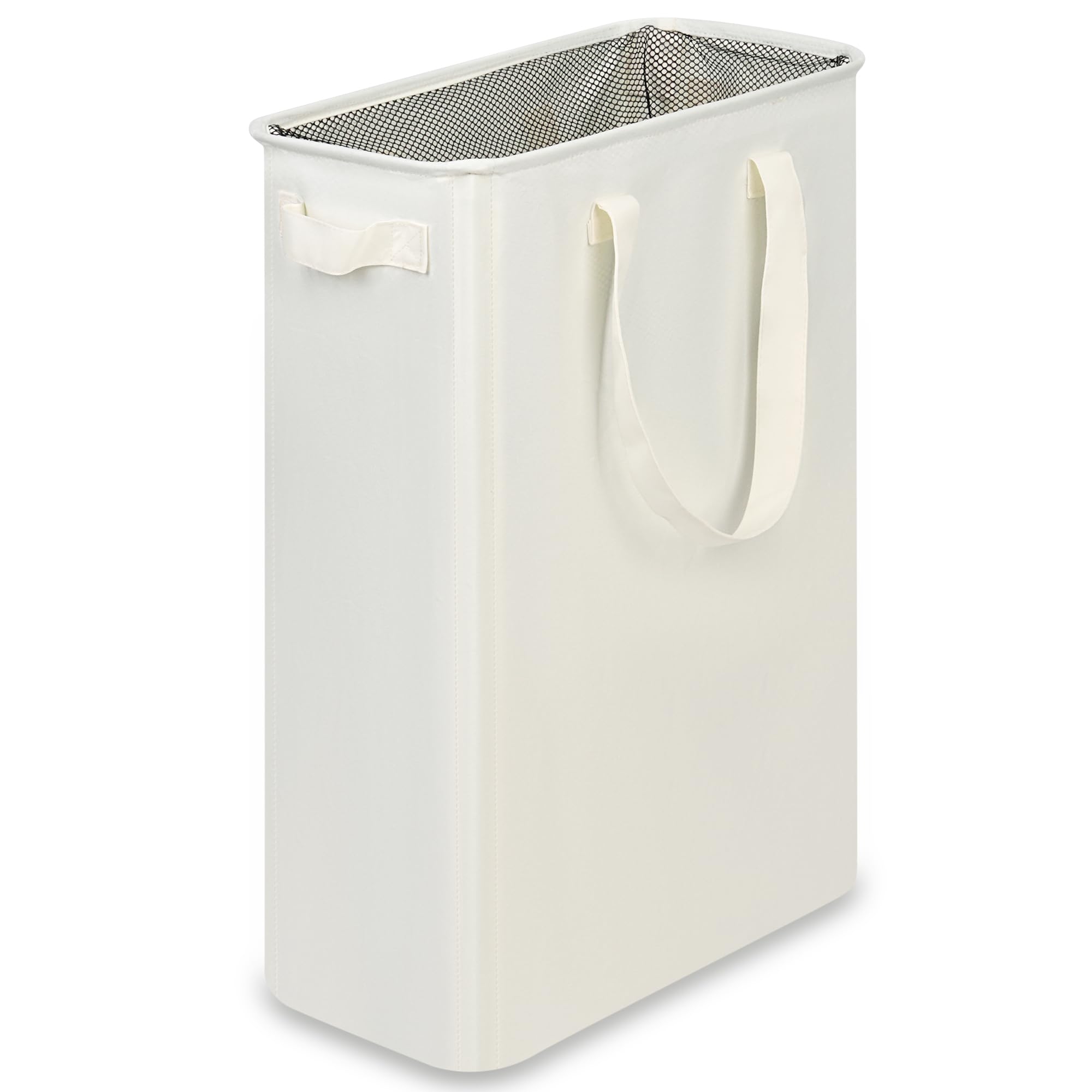 efluky Slim Laundry Basket, Narrow Laundry Hamper with Handles, Collapsible Dirty Clothes Hamper, Tall Laundry Bin for Laundry Room, Dorm and Bedroom, 12.7 Gallons(48L) Beige