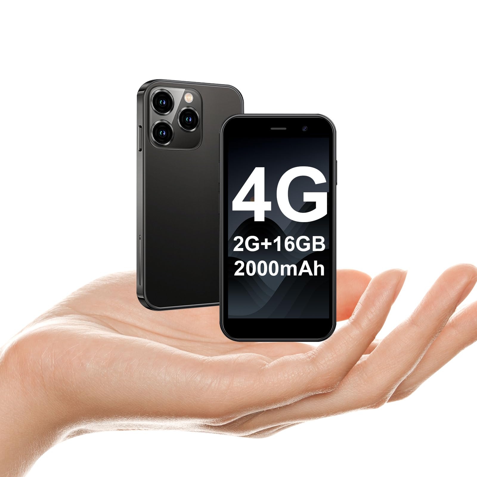 soyes Mini Phone 4G Unlocked World's Smallest Mini Smartphone 3.0'' Touch Screen Compact Mobile Phone for Kids & Students 2000mAh Battery Cell Phone with Dual SIM Quad Core Face ID GPS 2GB+16GB Black