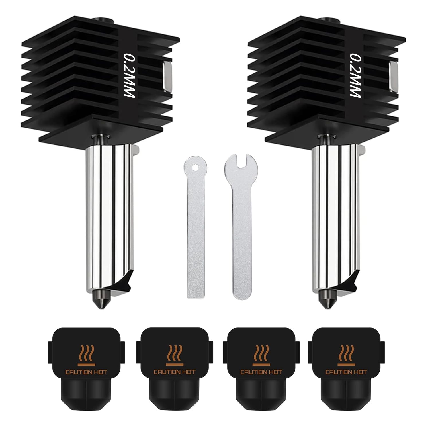 HzdaDeve 2 Pack 0.2MM A1 Mini/A1 Hotend Print Head Hot End Kit Extruder Upgrade High-Temperature Hardened Steel Nozzle Replacement with 4PCS Silicone Cover Sock for Bambu Lab 3D Printer Accessories
