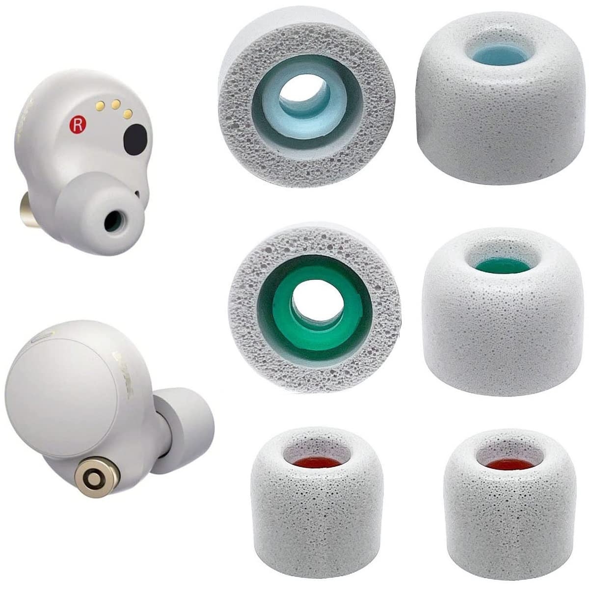 JNSA Replacement Earbud Tips Memory Foam Ear Tips Noise Isolation Foam Eartips Compatible with Sony WF-1000XM4 WF-1000XM3 Earbud Headphones, [Fit in Case],3 Pairs,Silver (FoamXM4S3P)
