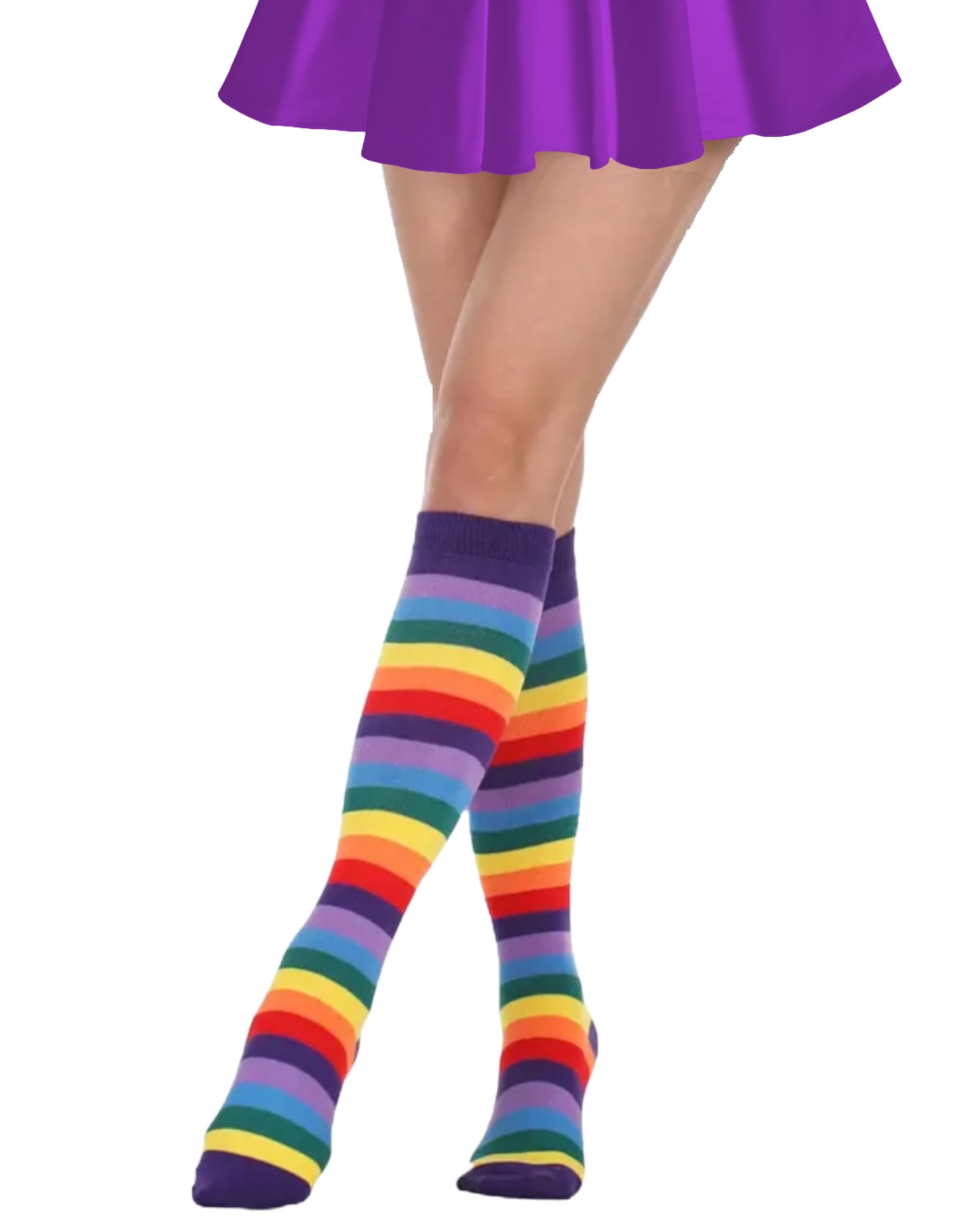 Holiday Hero Rainbow Knee High Socks, Thigh High Socks for Women and Men Perfect for Pride - Rainbow Red and Purple