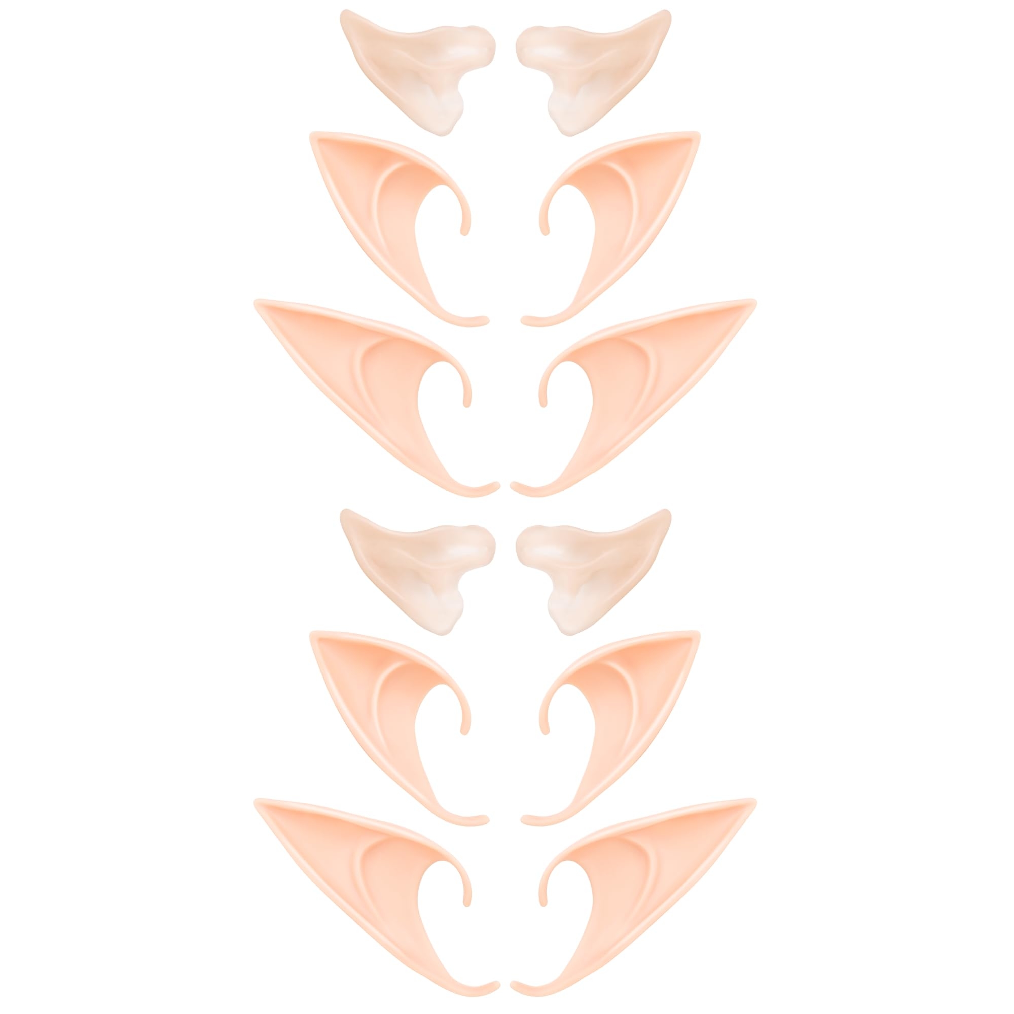 6 Pairs Elf Ears - Cosplay Fairy Pixie Fairy Ears Soft Pointed Ear Tips Anime Party Dress Up Costume Makeup Masquerade Accessories Halloween Elven Vampire (6 Pairs)