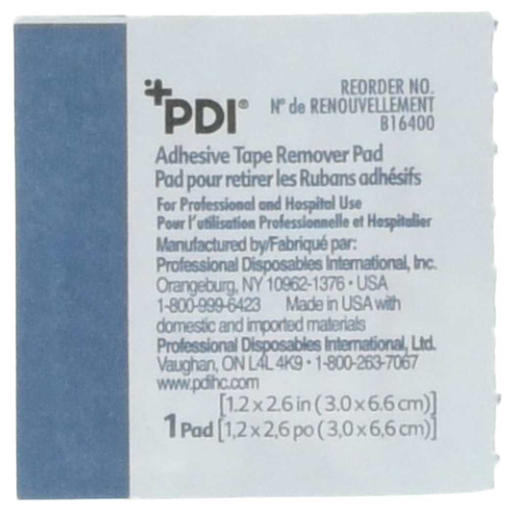 PDI Healthcare B16400 Adhesive Tape Remover Pad, 1.2" Width, 2.6" Length, Pack of 100