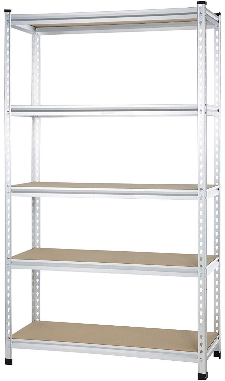 Amazon Basics 5-tier Medium Duty Storage Shelving Single Post Press Board Shelf - 48 x 18 x 72 Inches, Aluminum
