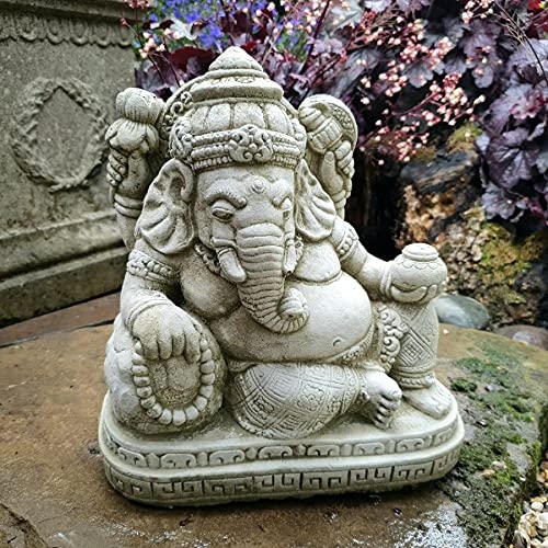 Reconstituted Stone Reclining Ganesh Statue | Vintage Oriental Garden Ornament