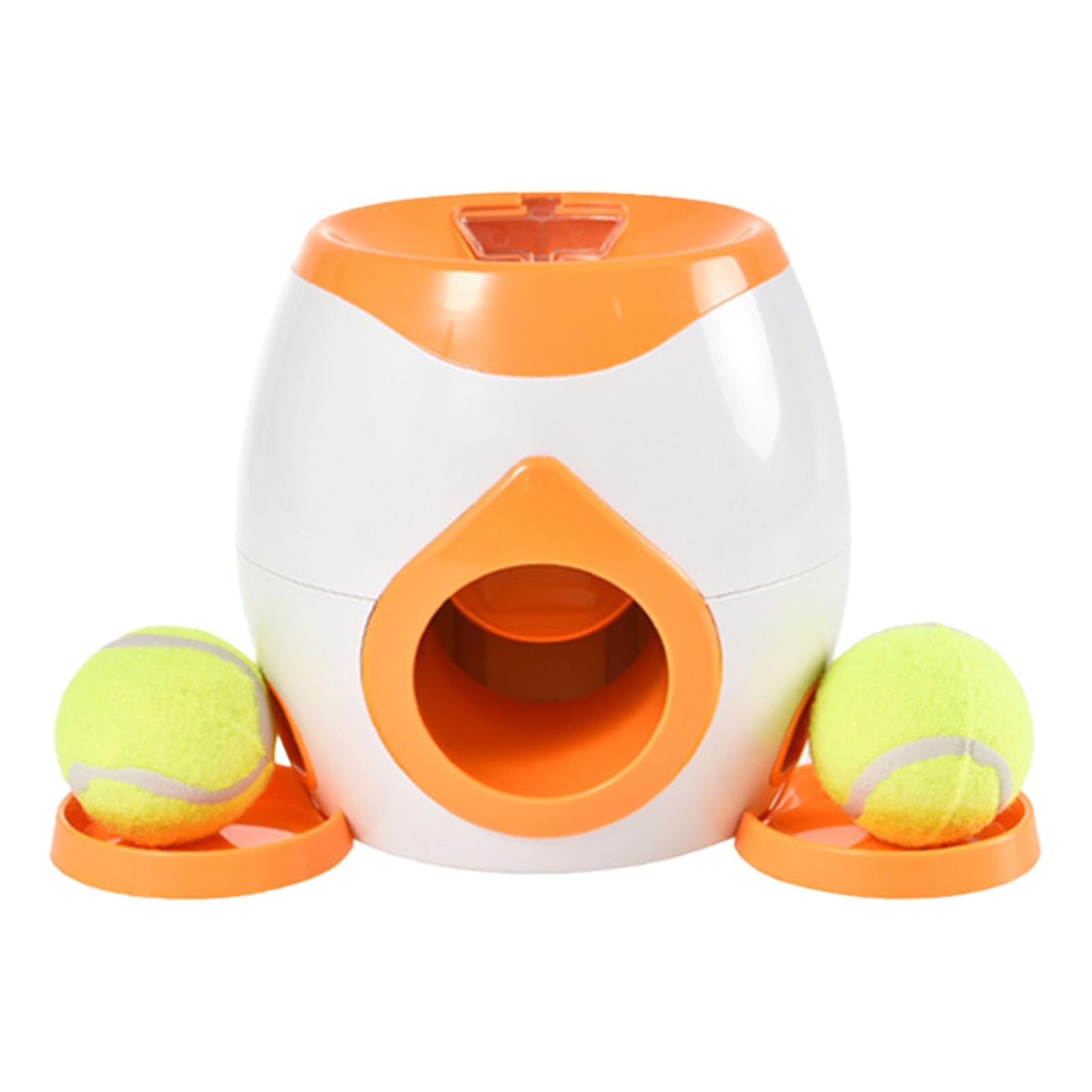 Dog Ball Launcher & Food Reward Machine, Balls Launcher for Dogs with 2 Tennis Balls, Self Throwing Ball Machine, Intelligent Automatic Feeder for Interactive Dog Training (Orange)