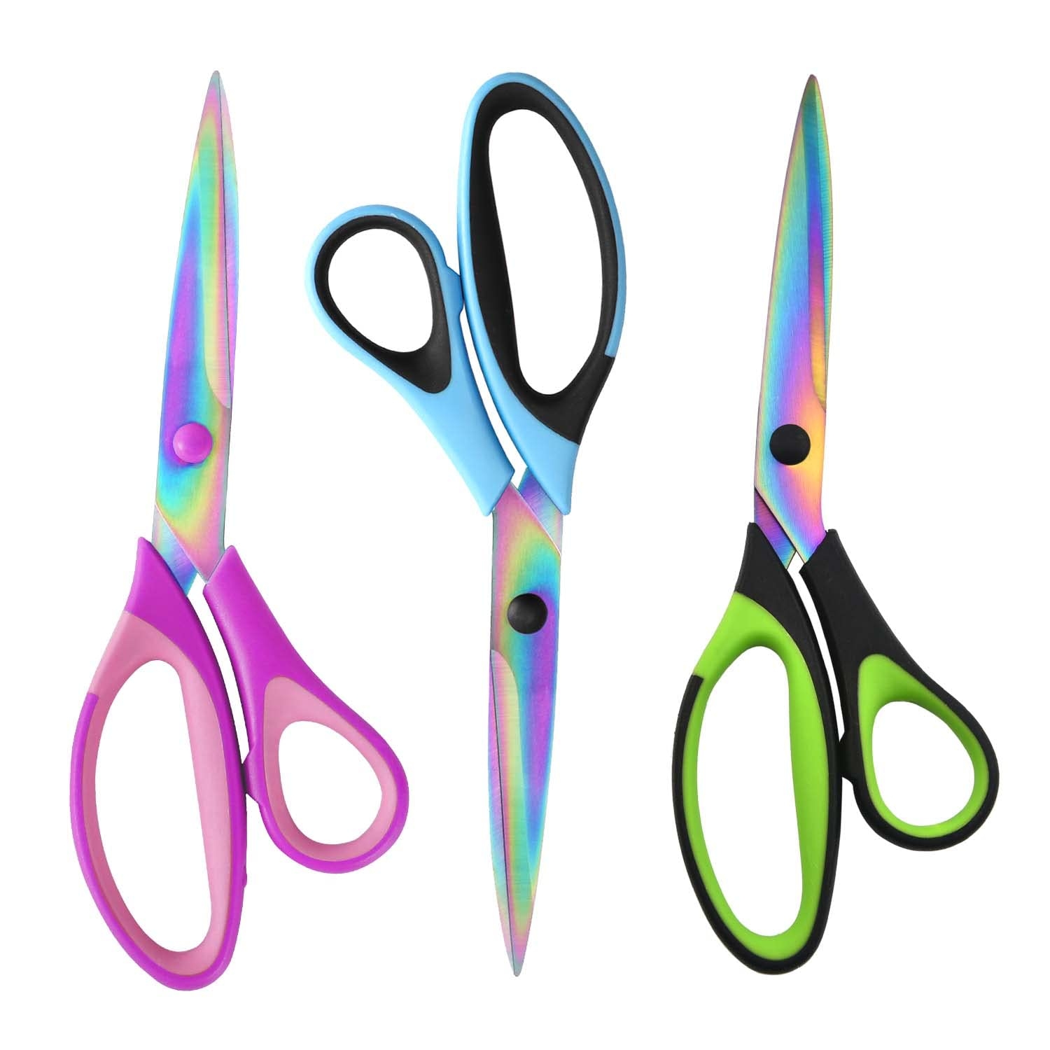 8.5" All-Purpose Scissors, 3-Pack Bulk Ultra Sharp Blade Shears, Comfort-Grip Sturdy Scissors for School, Office, Home, Sewing, Fabric, Craft Supplies, Right/Left Handed