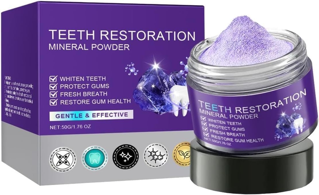 Teeth Restoration Mineral Powder, Teeth Whitening Mineral Powder，Effective in Strengthening Teeth and Gums, Fresh Breath Toothpaste