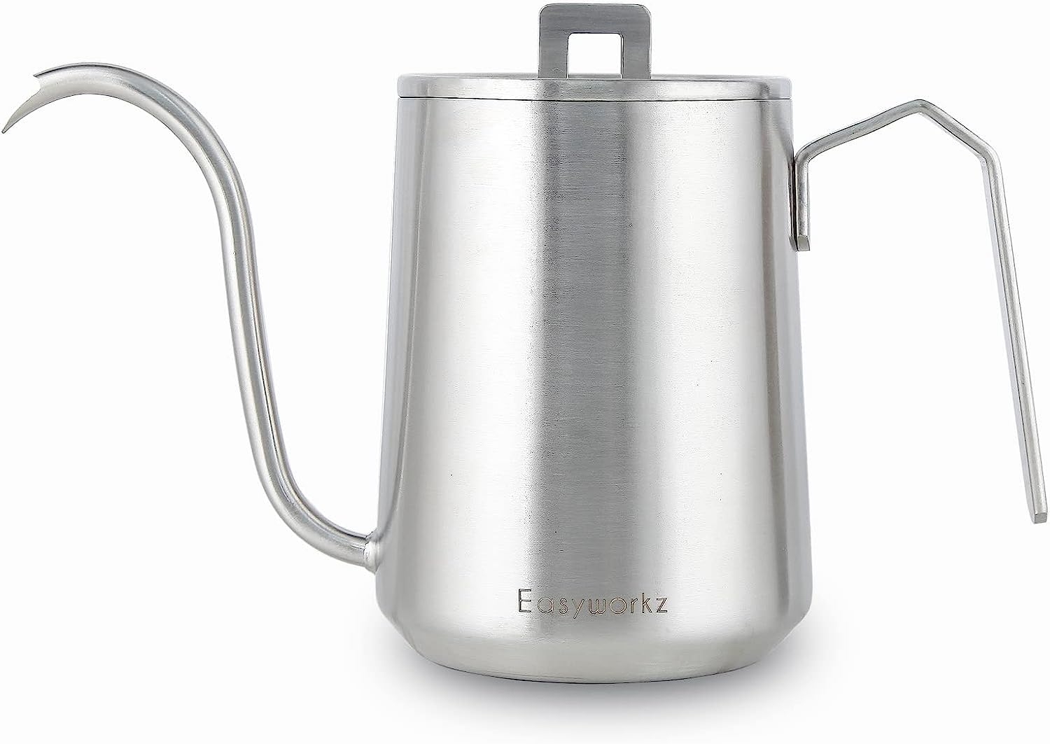 Easyworkz Gooseneck Pour Over Coffee Kettle 20 oz Stainless Steel Hand Drip Coffee Pot With Long Narrow Spout, Brushed Silver