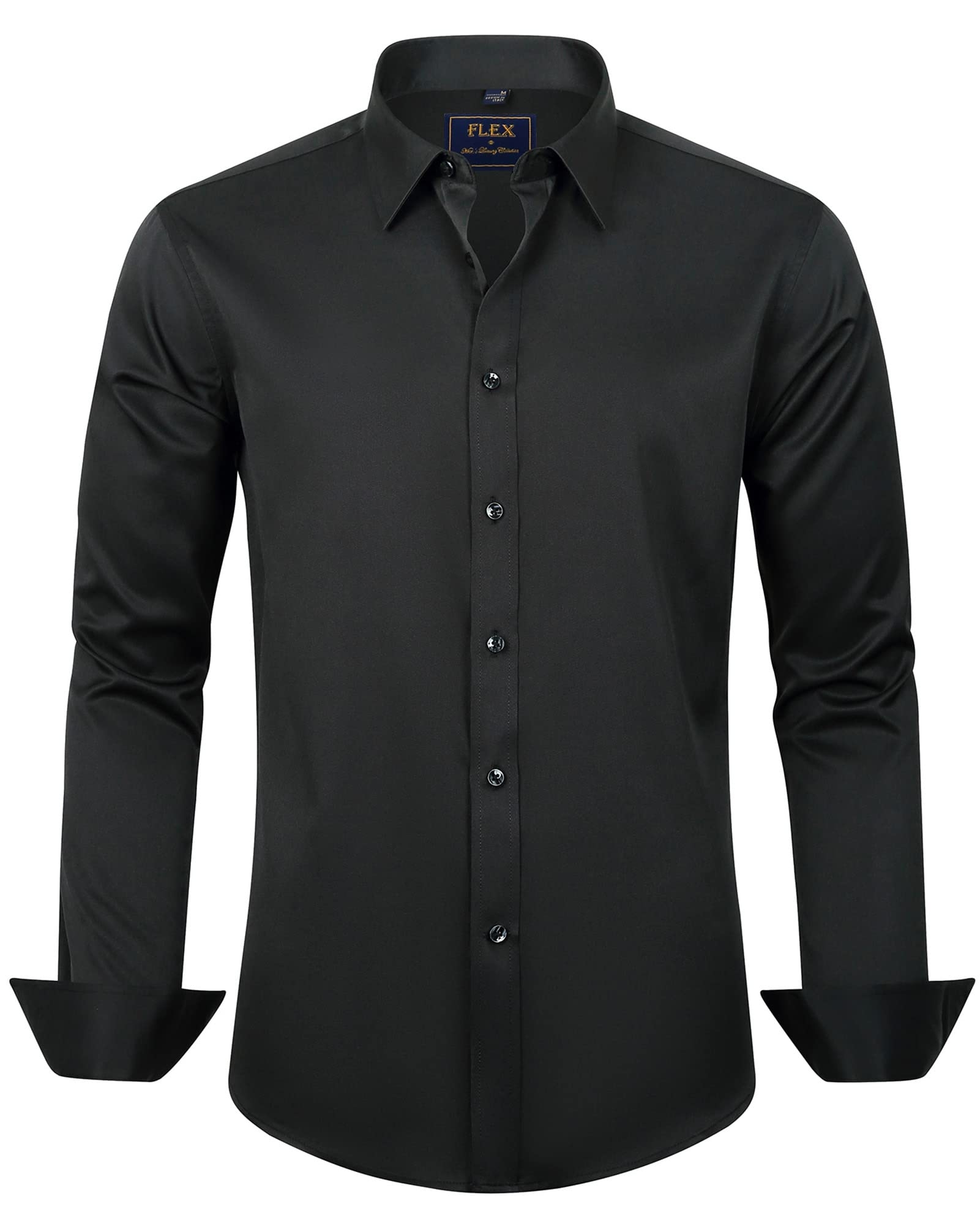 J.VER Men's Dress Shirts Solid Long Sleeve Stretch Wrinkle-Free Formal Shirt Business Casual Button Down Shirts