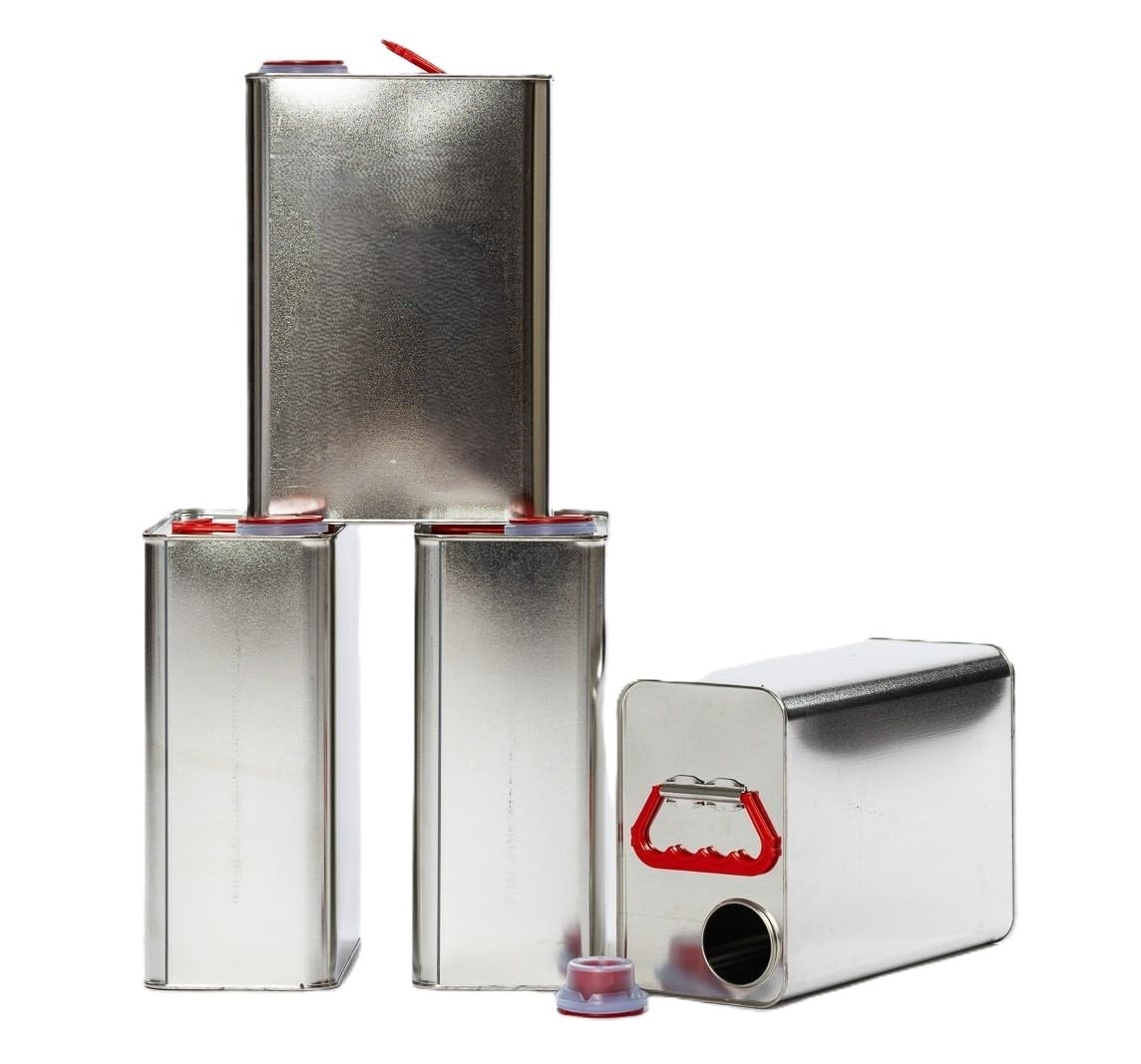 4 Pack F-Style 1 Gallon Metal Cans – Made in the USA with US Steel, Empty, UN Certified, US DOT, Heavy Duty, Childproof, Hazardous Materials, Jugs, Fluids, Solvents, Chemicals, Paints, Oil, Recyclable