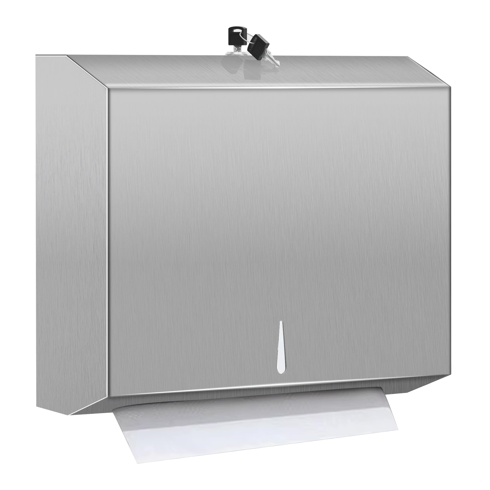 Comercial Paper Towel Dispenser Wall Mount, Stainless Steel Hand Towel Dispenser with Lock, Trifold/C Fold Paper Towel Holder for Bathroom Kitchen Office Public Places, Large Capacity Tissue Holder
