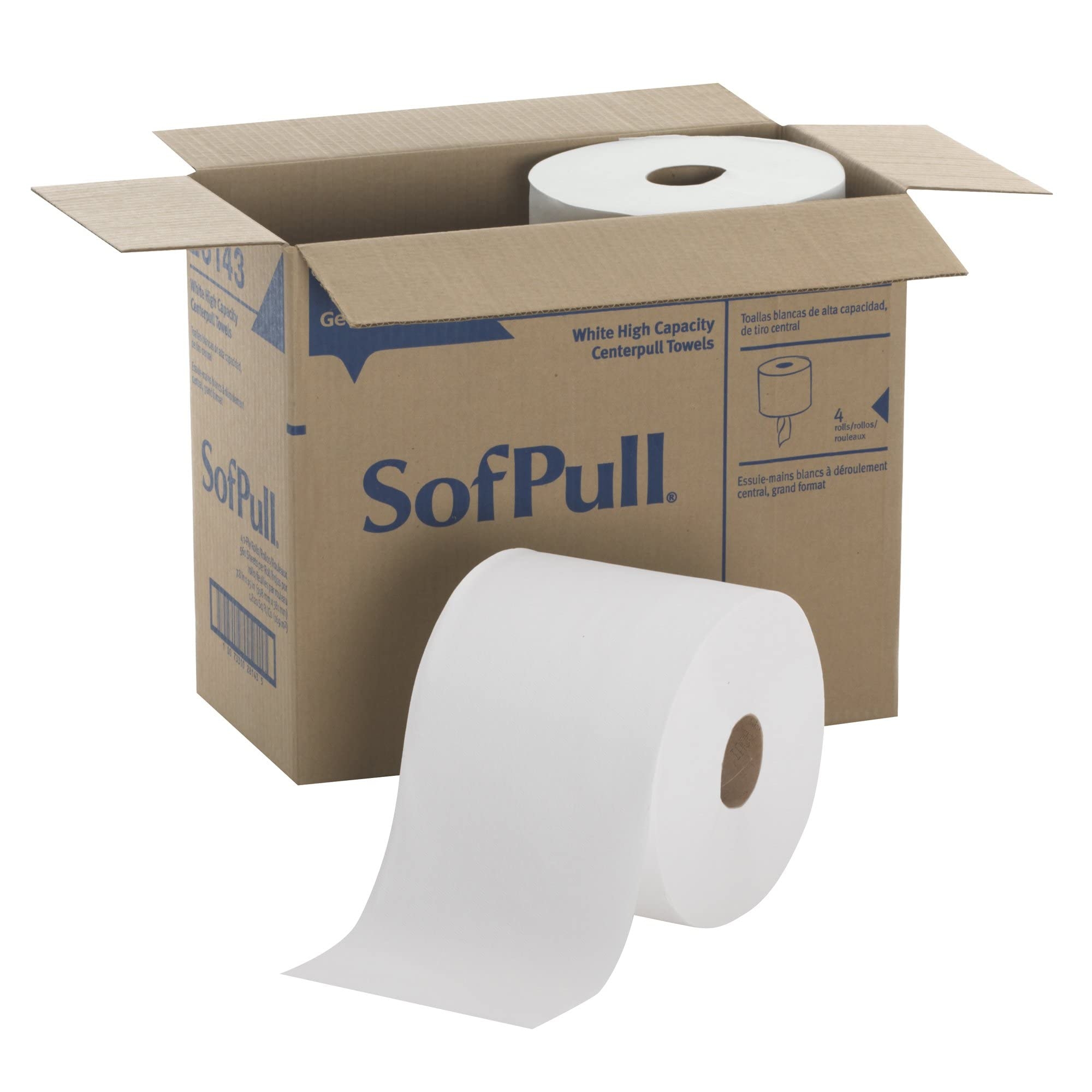 SOFPULL CENTERPULL HIGH-CAPACITY PAPER TOWELS BY GP PRO (GEORGIA-PACIFIC), 28143, WHITE, 4 ROLLS PER CASE, 567 TOWELS PER ROLL