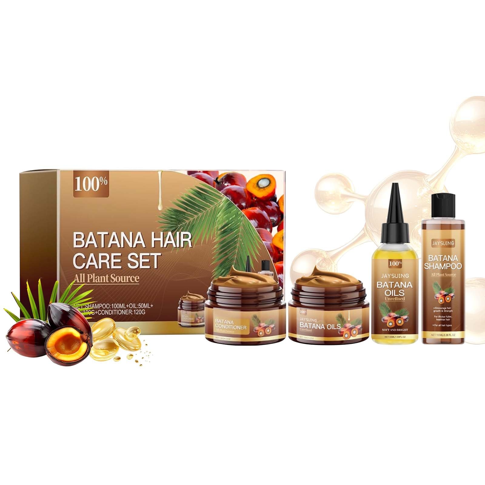 Batana Oil Shampoo and Conditioner Set - Unrefined Batana Mask & Oil for Hair Growth & Loss, Natural Care Set for All Hair Types