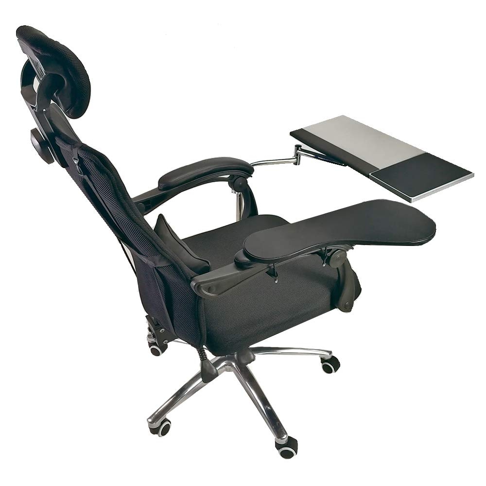 Laptop Mouse Stand Mount Workstation Video Game Chair or Round Bar Mounted Keyboard Tray PC Platform Armrest Wrist Rest Pad 360° Adjustable Fall Prevention Home Office Computer Furniture supplies gift