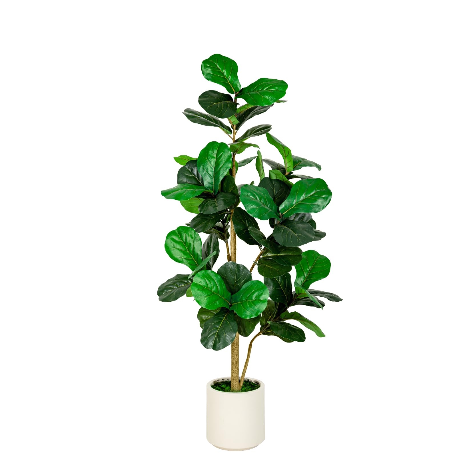 VIVATREES 5FT Fiddle Leaf Fig Artificial Tree with White Planter Pot,Faux Floor Plant, Indoor and Outdoor Fake Plants for Home Office Decor