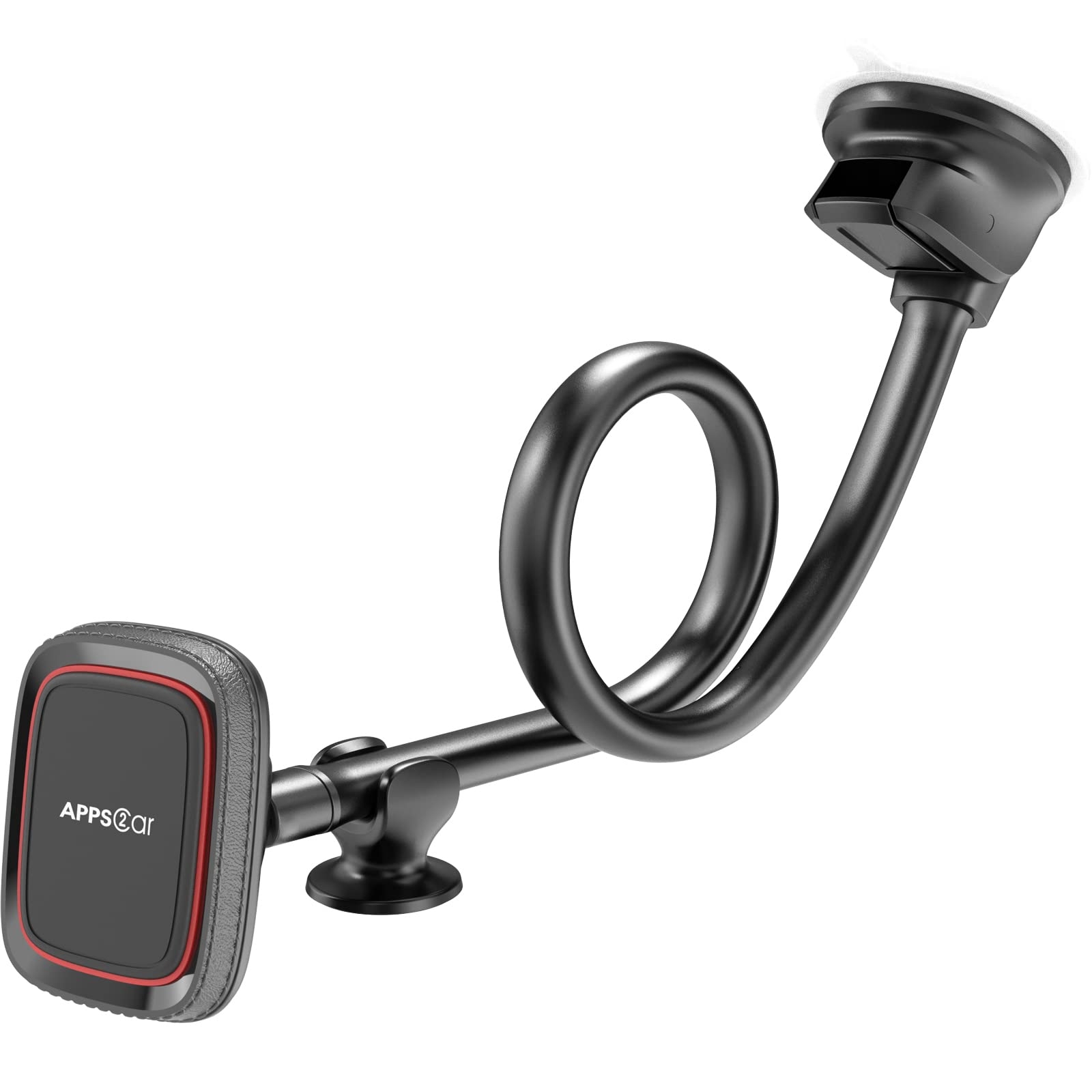 APPS2Car Magnetic Car Phone Holder Mount [Flexible Long Arm] Anti-Shake Windshield Phone Mount [6 Strong Magnets] Cell Phone Holder for Car [Case Friendly] Compatible with iPhone Smartphones Tablets