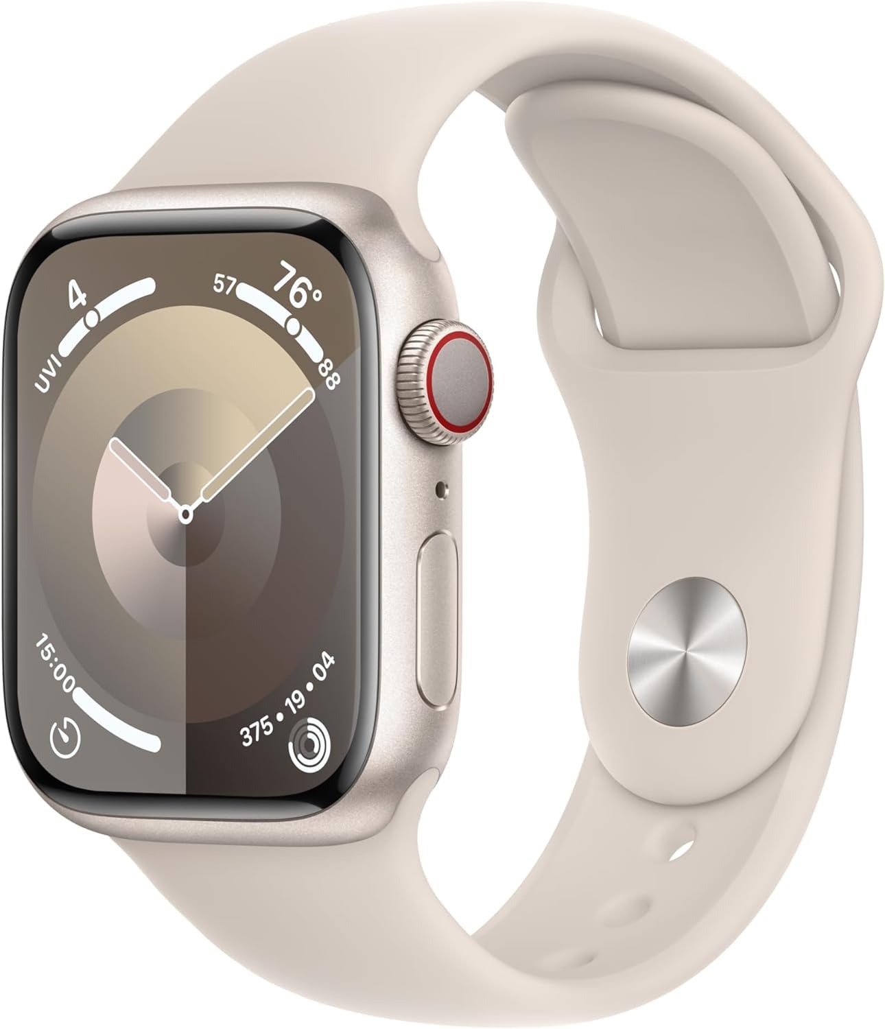 Apple Watch Series 9 [GPS 41mm] Starlight Aluminum Case with Starlight Sport Band M/L (Renewed Premium)
