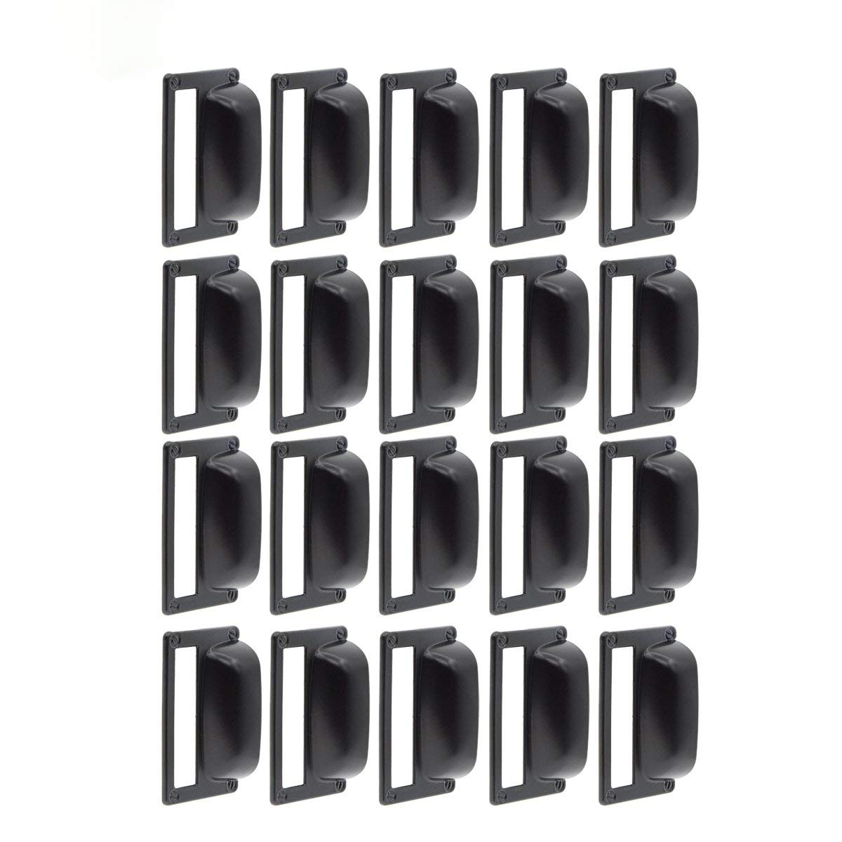 Saim 20 Pieces 3.2x2inch Black Cardholder Drawer Pull/Label Frames Card/Iron Drawer Pulls/Cabinet Frame Handles for Office Furniture Cupboard Cabinet