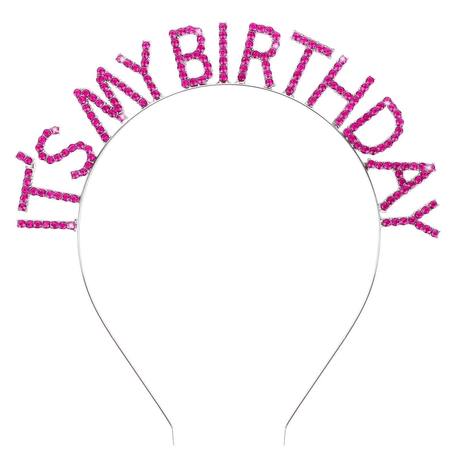 ACO-UINT Costume Headwear Hot Pink Birthday Crown for Girls and Women, It's My Birthday Headband, Happy Birthday Decorations Gifts for Women