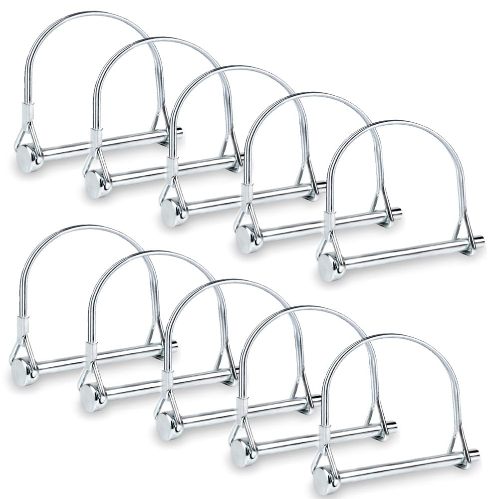 Comonc 10 PCS Safety Coupler Pin Pto Pin Shaft Locking Pin 1/4 pin Hitch pin Round Wire Lock Pin 1/4" x 2-3/4" for PTO,Farm,Lawn,Hitches,and Garden