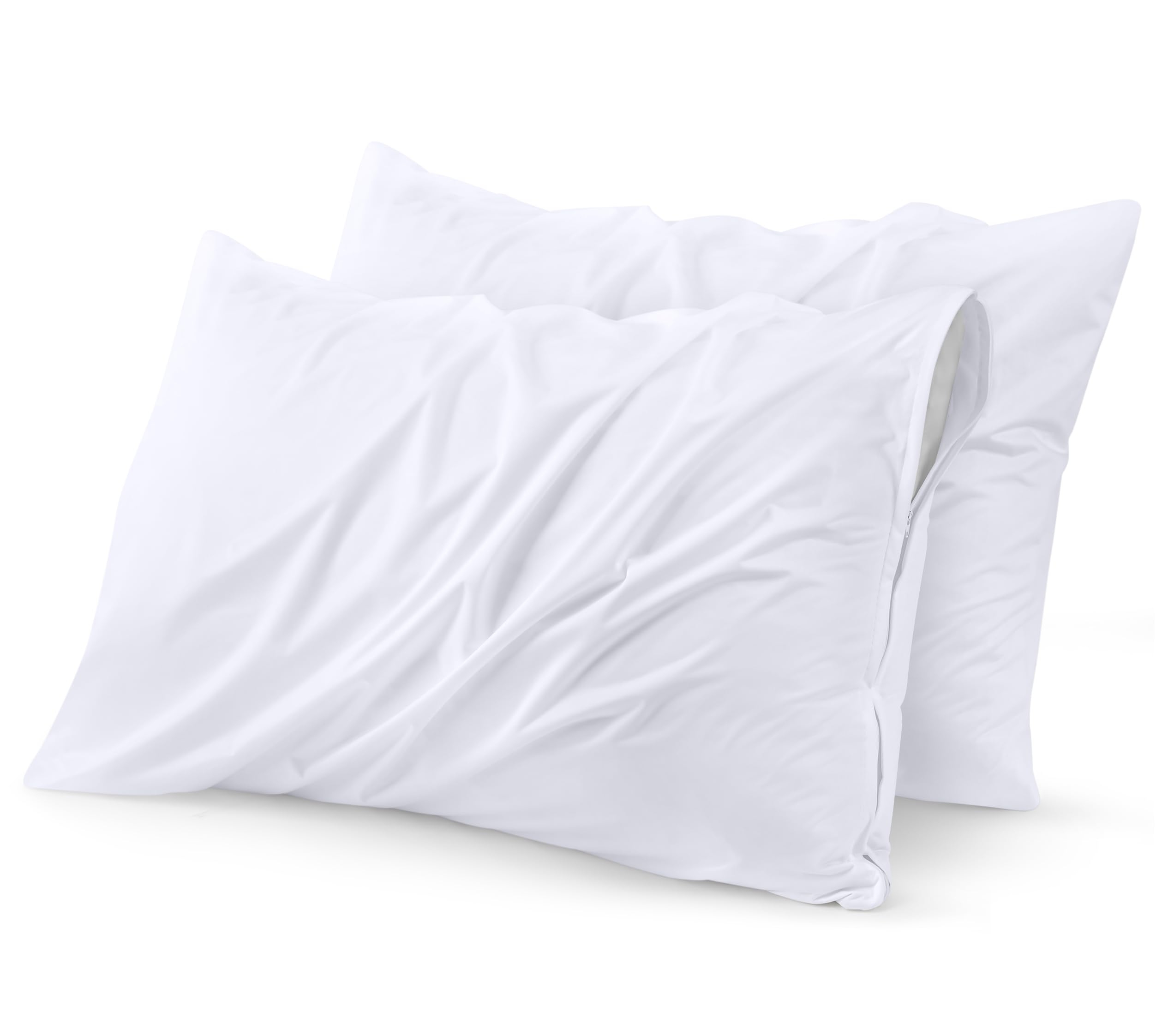 Utopia Bedding Waterproof Pillow Protectors Zippered Queen Size (2 Pack, White), Zippered Pillowcases, Bed Bug Proof Pillow Encasement Covers 20 x 28 Inches