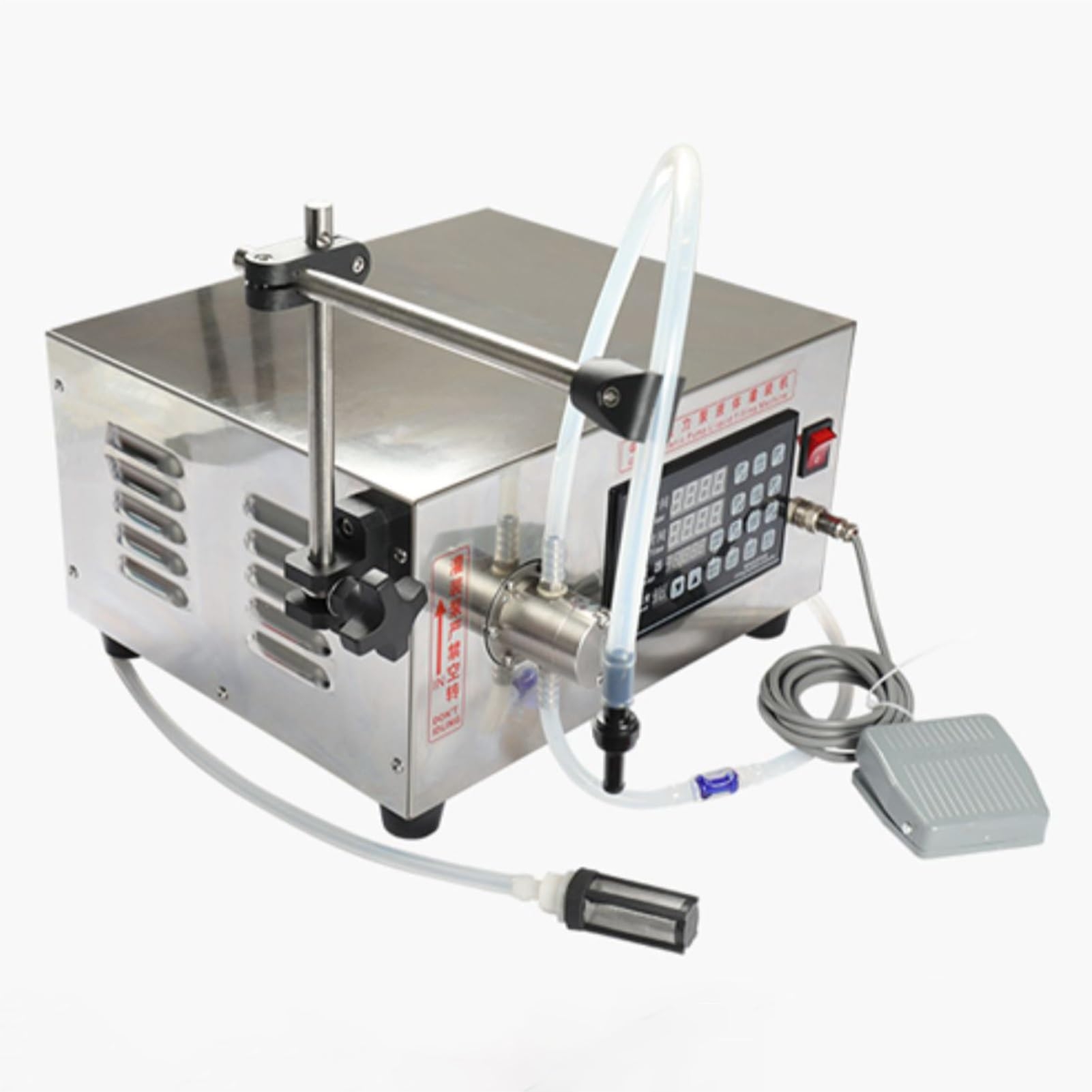 YUGXTH Liquid Filling Machine, Single Head Magnetic Pump Bottle Filler, Automatic Liquid Bottle Tube Filler, Stainless Steel Bottling Machine with Foot Pedal, for Cosmetics, Beverages, Oil