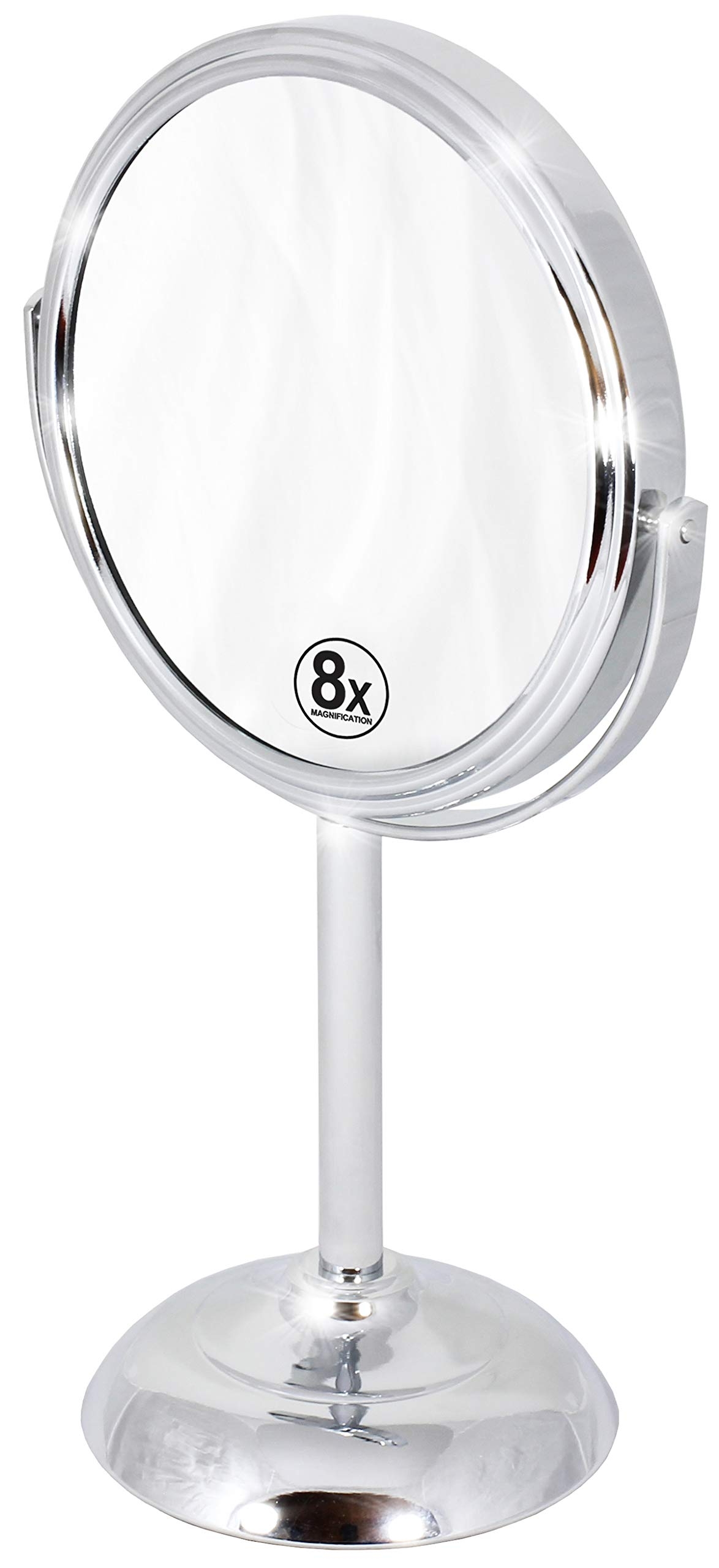 Deco Brothers Vanity Mirror with Stand 6-Inch Double Sided, 8X Magnification, Chrome