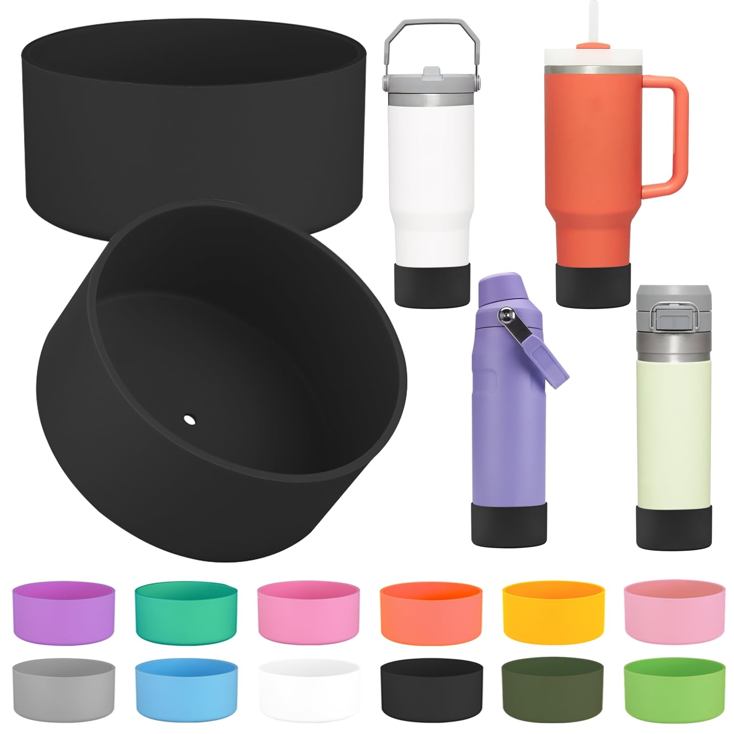 ziHenryDa 2Pcs Silicone Boot Sleeve for Stanley IceFlow Fast Flow Water Bottle 24oz,Silicone Boot Bumper for Stanley Quencher 40oz,for IceFlow 20oz 30oz,for Quick Flip GO 24oz Bottle（Thickened）